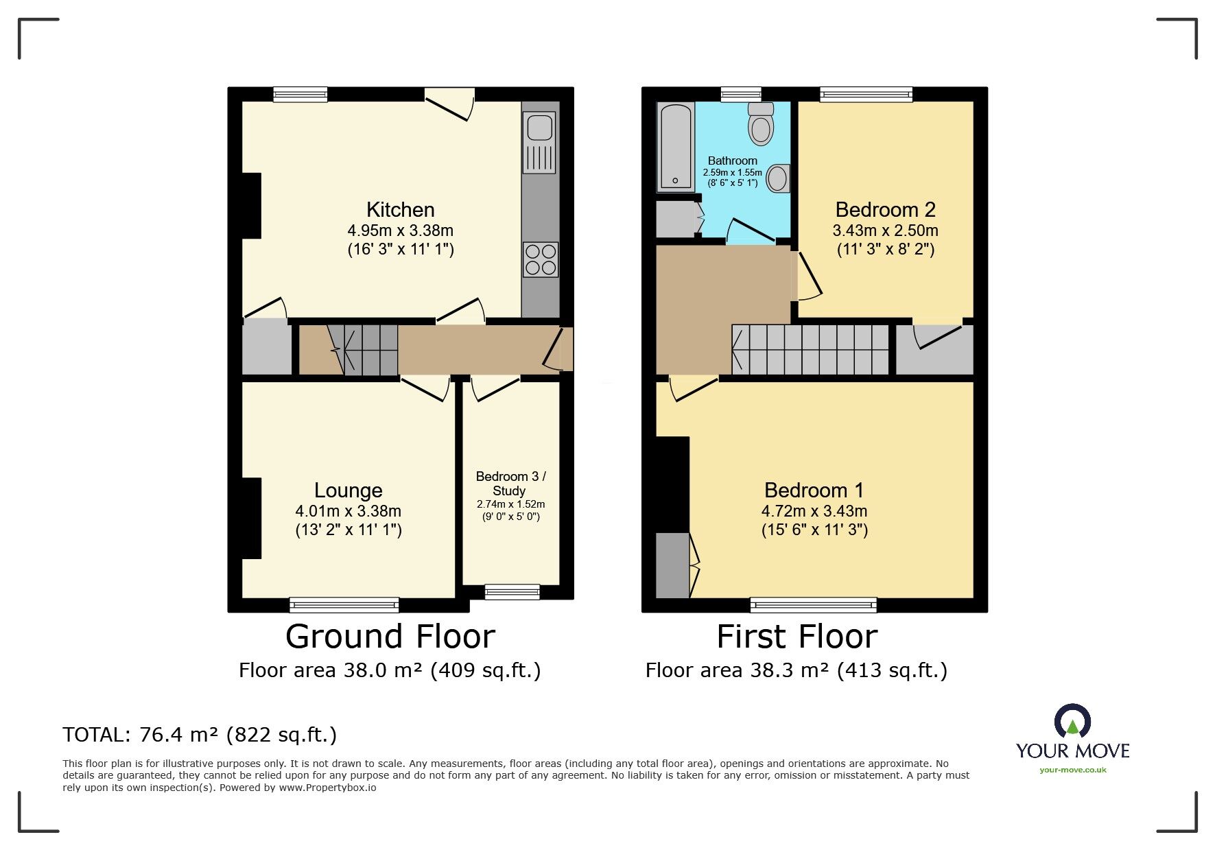 Floorplan of 3 bedroom Semi Detached House for sale, Arnside Avenue, Riddlesden, West Yorkshire, BD20