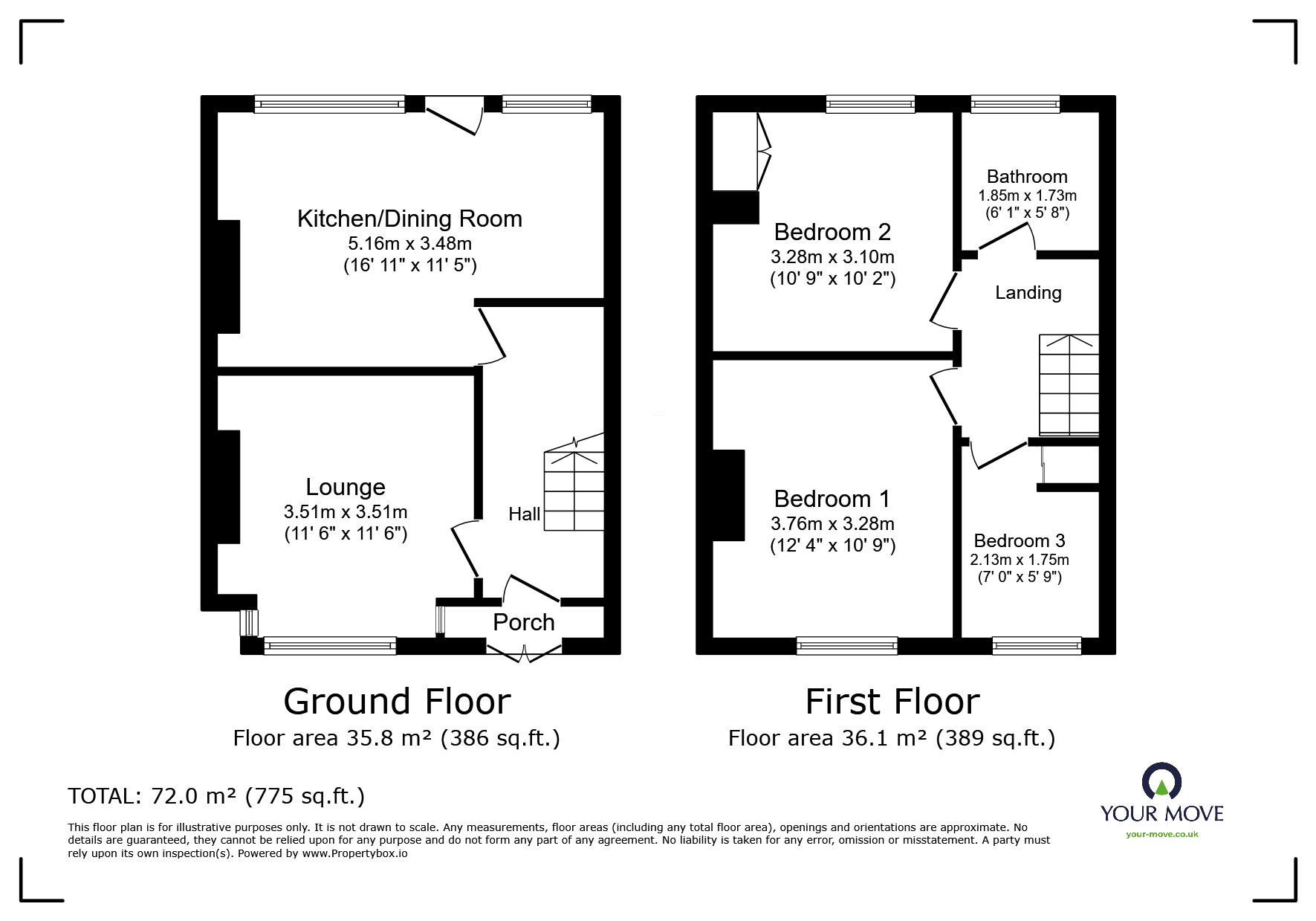 Floorplan of 3 bedroom Mid Terrace House for sale, Bradford Road, Riddlesden, West Yorkshire, BD20