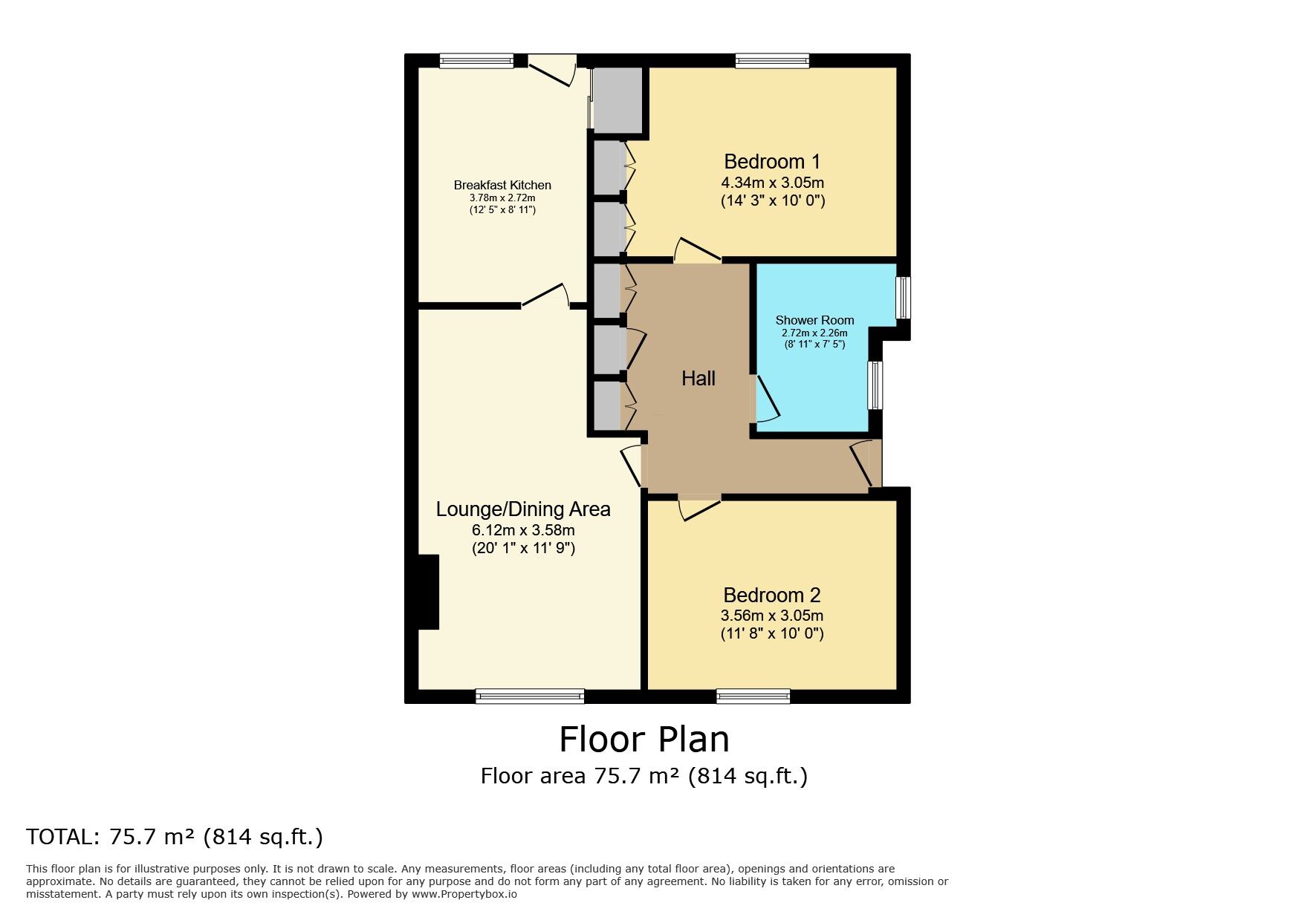 Floorplan of 2 bedroom Semi Detached Bungalow to rent, Ogden Crescent, Denholme, West Yorkshire, BD13