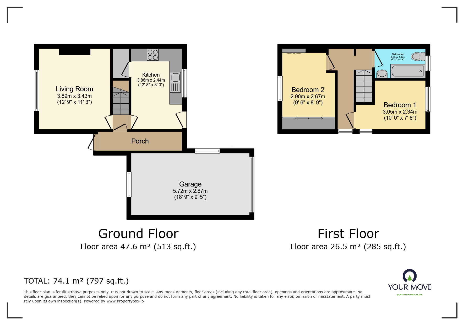 Floorplan of 2 bedroom End Terrace House for sale, Moorlands Avenue, Oakworth, West Yorkshire, BD22