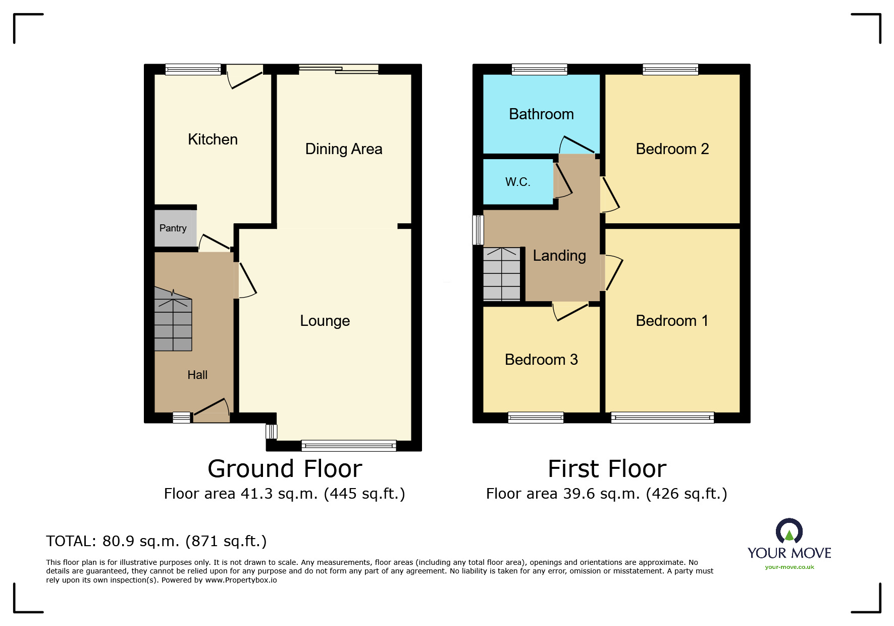 Floorplan of 3 bedroom Semi Detached House for sale, Nessfield Drive, Keighley, West Yorkshire, BD22