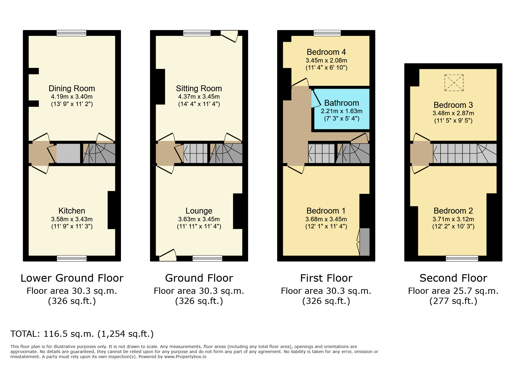 Floorplan of 4 bedroom Mid Terrace House to rent, Highfield Lane, Keighley, West Yorkshire, BD21