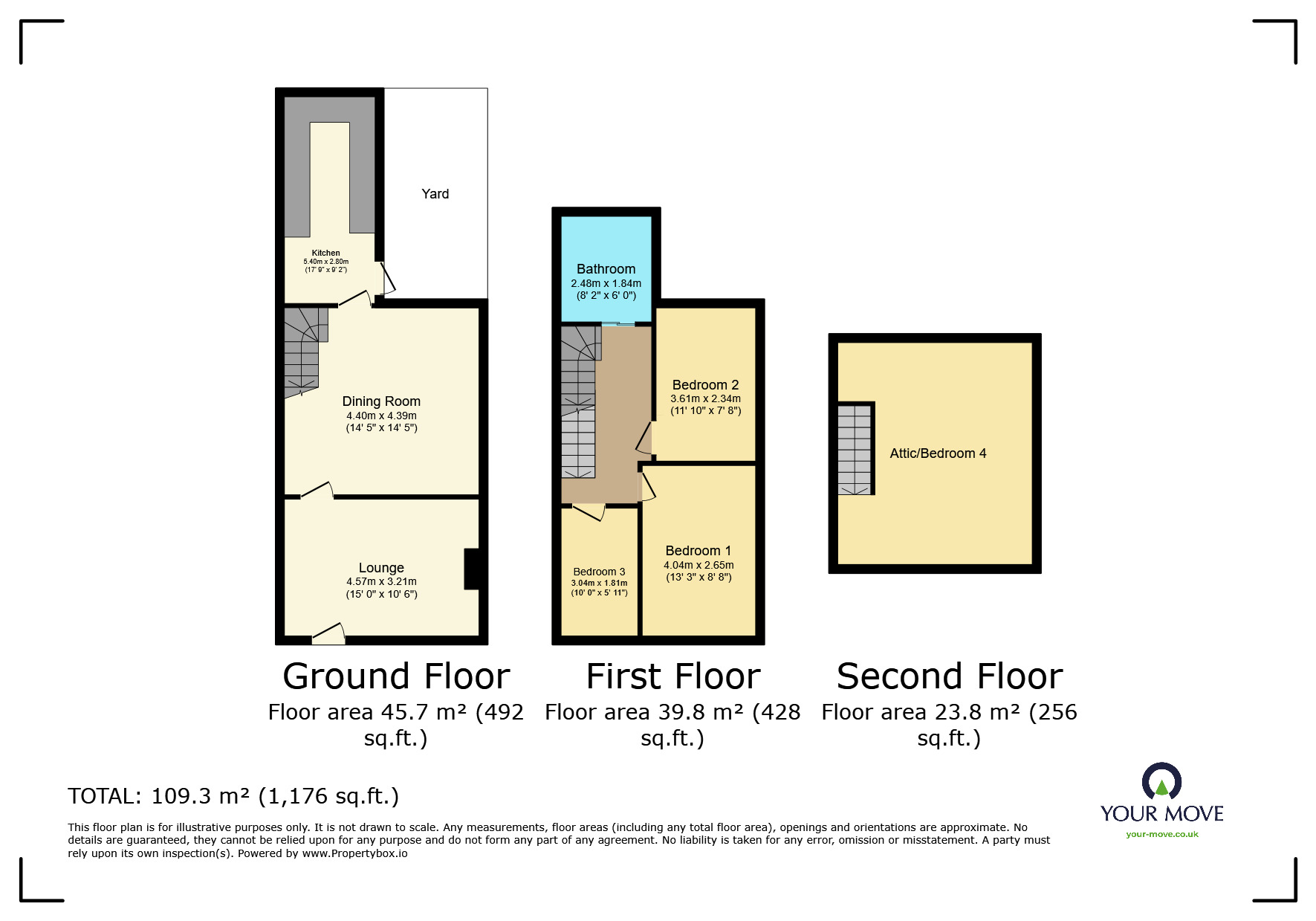 Floorplan of 4 bedroom Mid Terrace House to rent, Pendle Street, Skipton, North Yorkshire, BD23