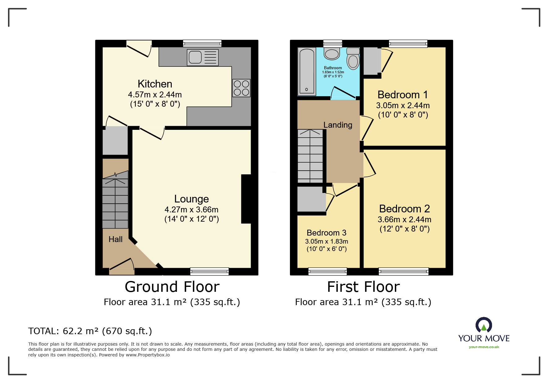 Floorplan of 3 bedroom End Terrace House for sale, Perry Close, Keighley, BD22