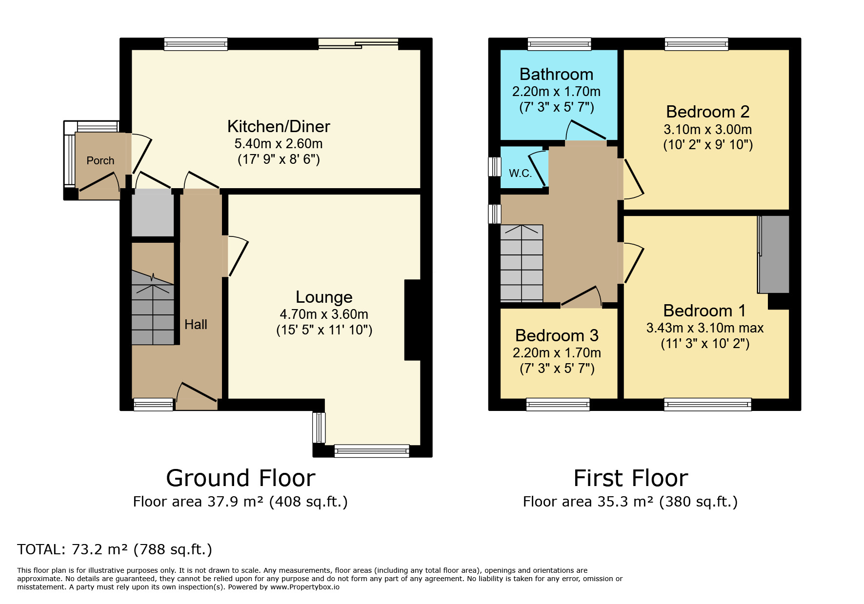 Floorplan of 3 bedroom Semi Detached House to rent, Goose Cote Way, Oakworth, West Yorkshire, BD22