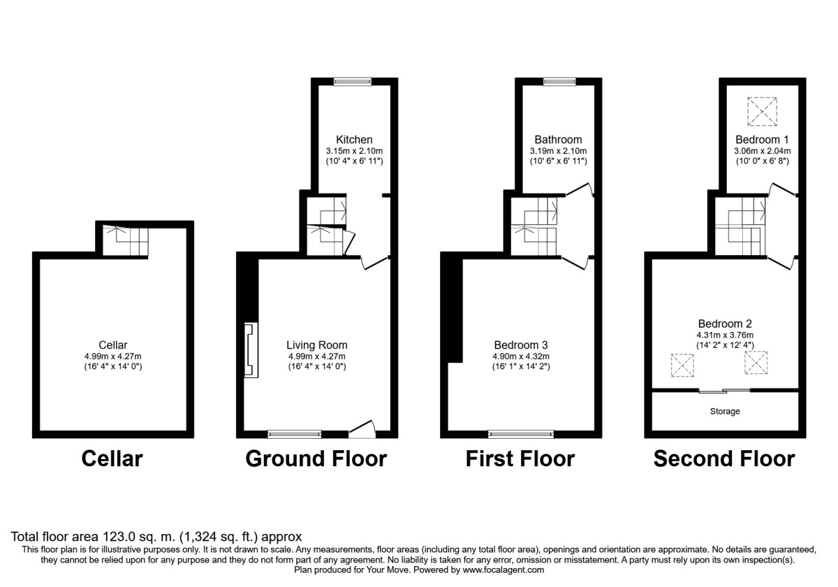 Floorplan of 3 bedroom Mid Terrace House to rent, Oak Grove, Keighley, West Yorkshire, BD21