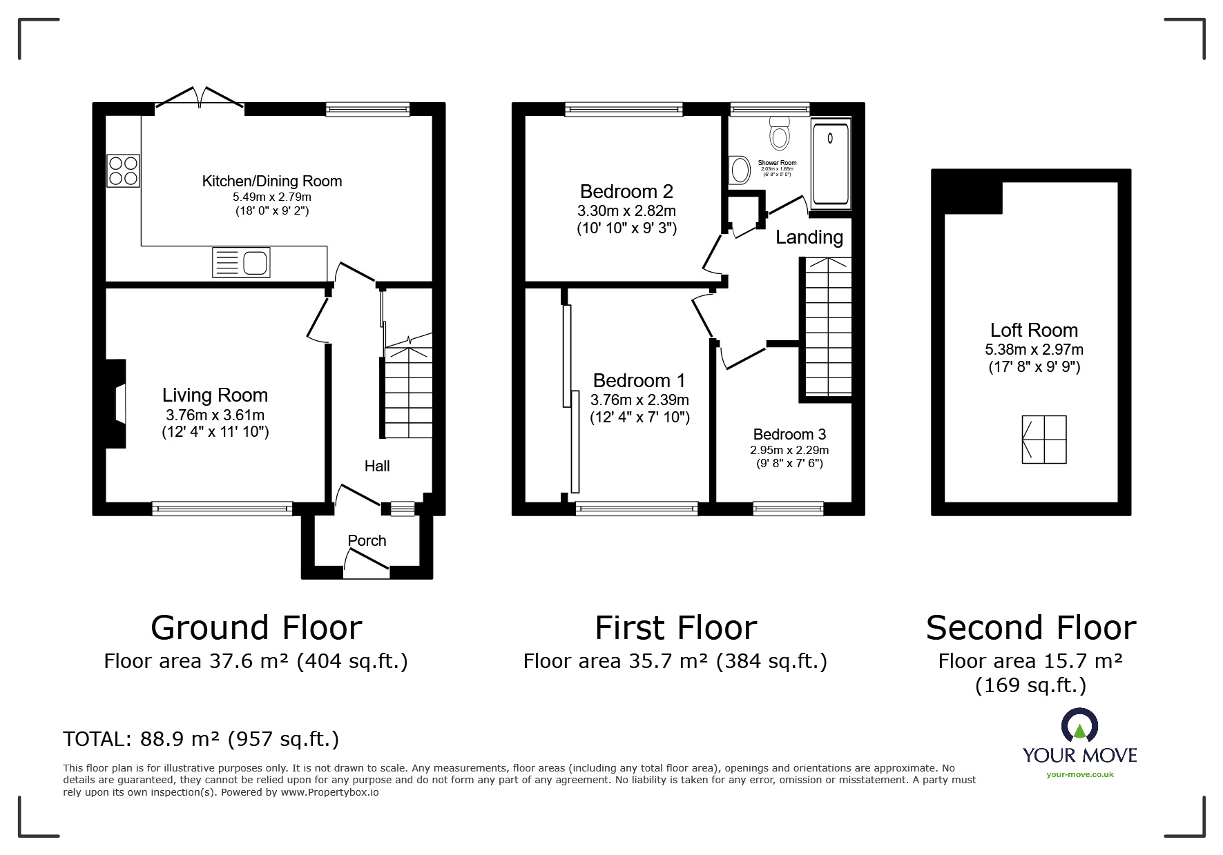 Floorplan of 3 bedroom Mid Terrace House for sale, Sunny Brae Crescent, Bingley, West Yorkshire, BD16