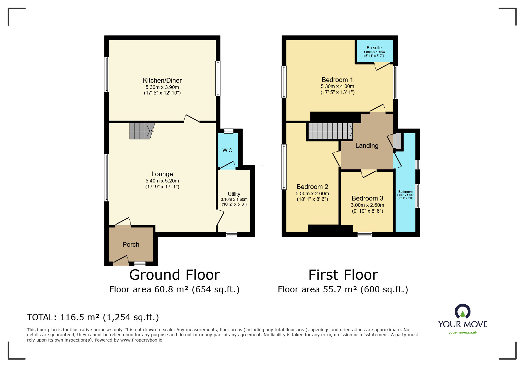 Floorplan of 3 bedroom Semi Detached House for sale, Main Street, Stanbury, West Yorkshire, BD22