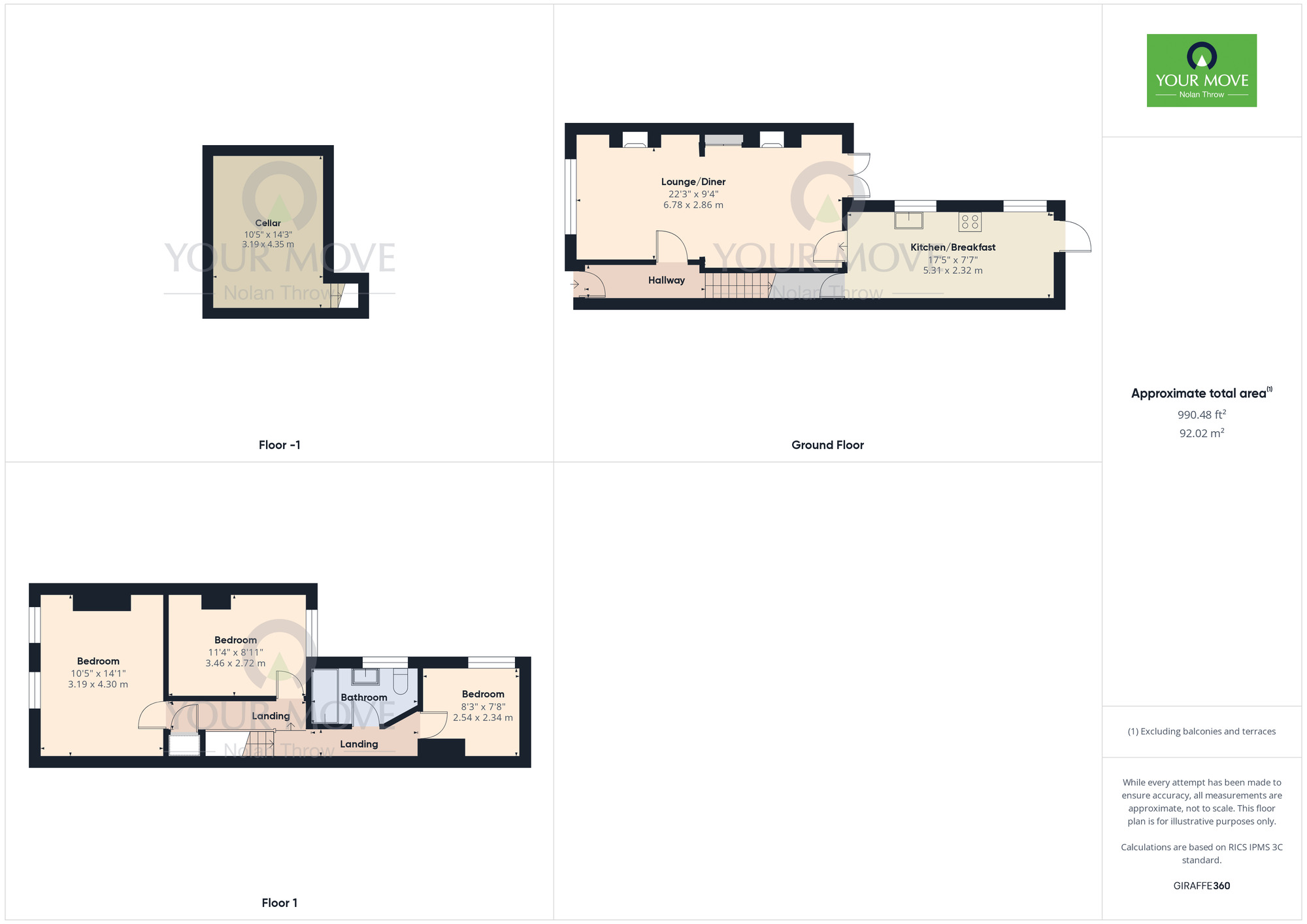 Floorplan of 3 bedroom Mid Terrace House for sale, Colwyn Road, The Mounts, Northampton, NN1