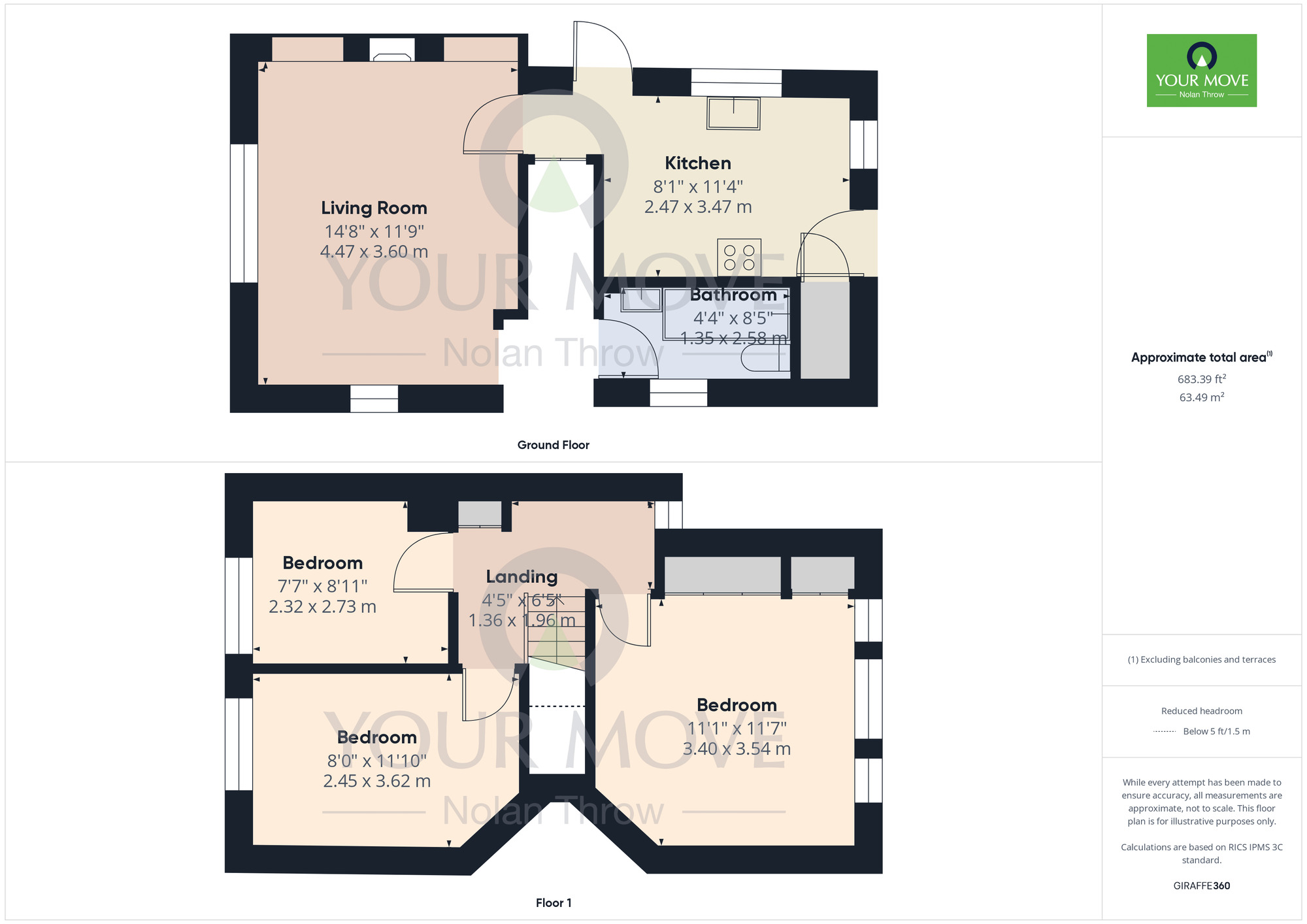 Floorplan of 3 bedroom End Terrace House for sale, Rosedale Road, Kingsthorpe, Northampton, Northamptonshire, NN2