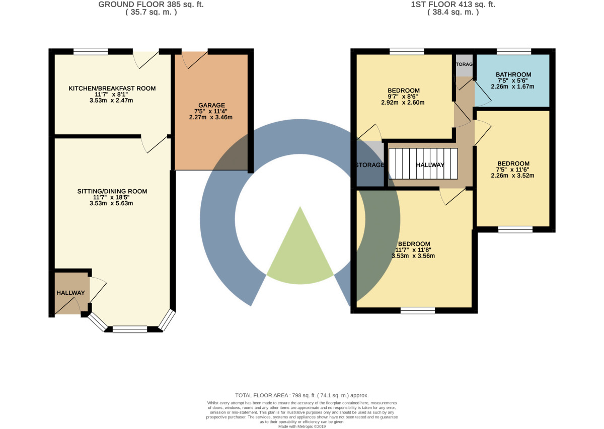 Floorplan of 3 bedroom Mid Terrace House for sale, Ryngwell Close, Brixworth, Northamptonshire, NN6