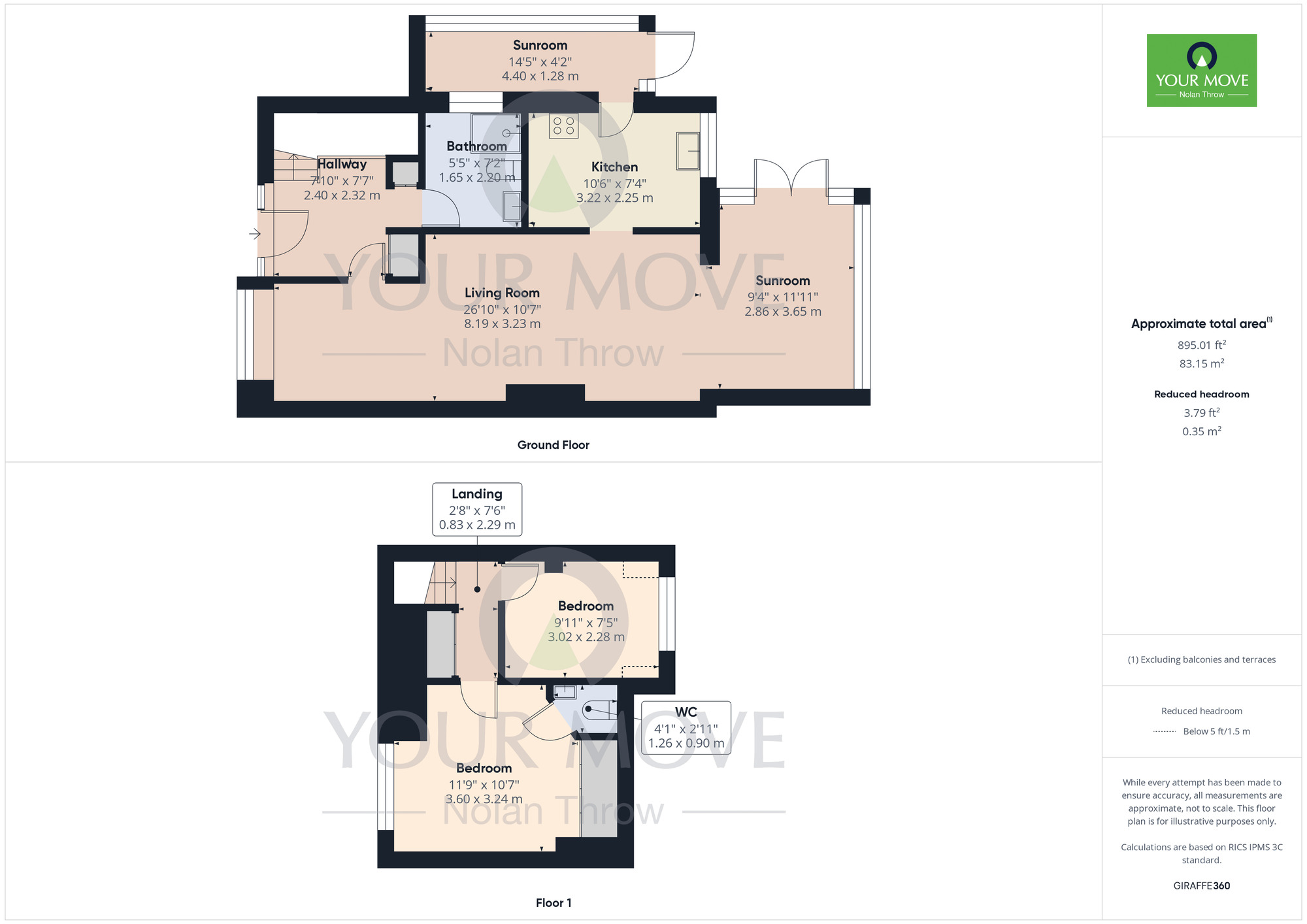 Floorplan of 2 bedroom Semi Detached Bungalow for sale, Ploughmans Walk, Kingsthorpe, Northamptonshire, NN2