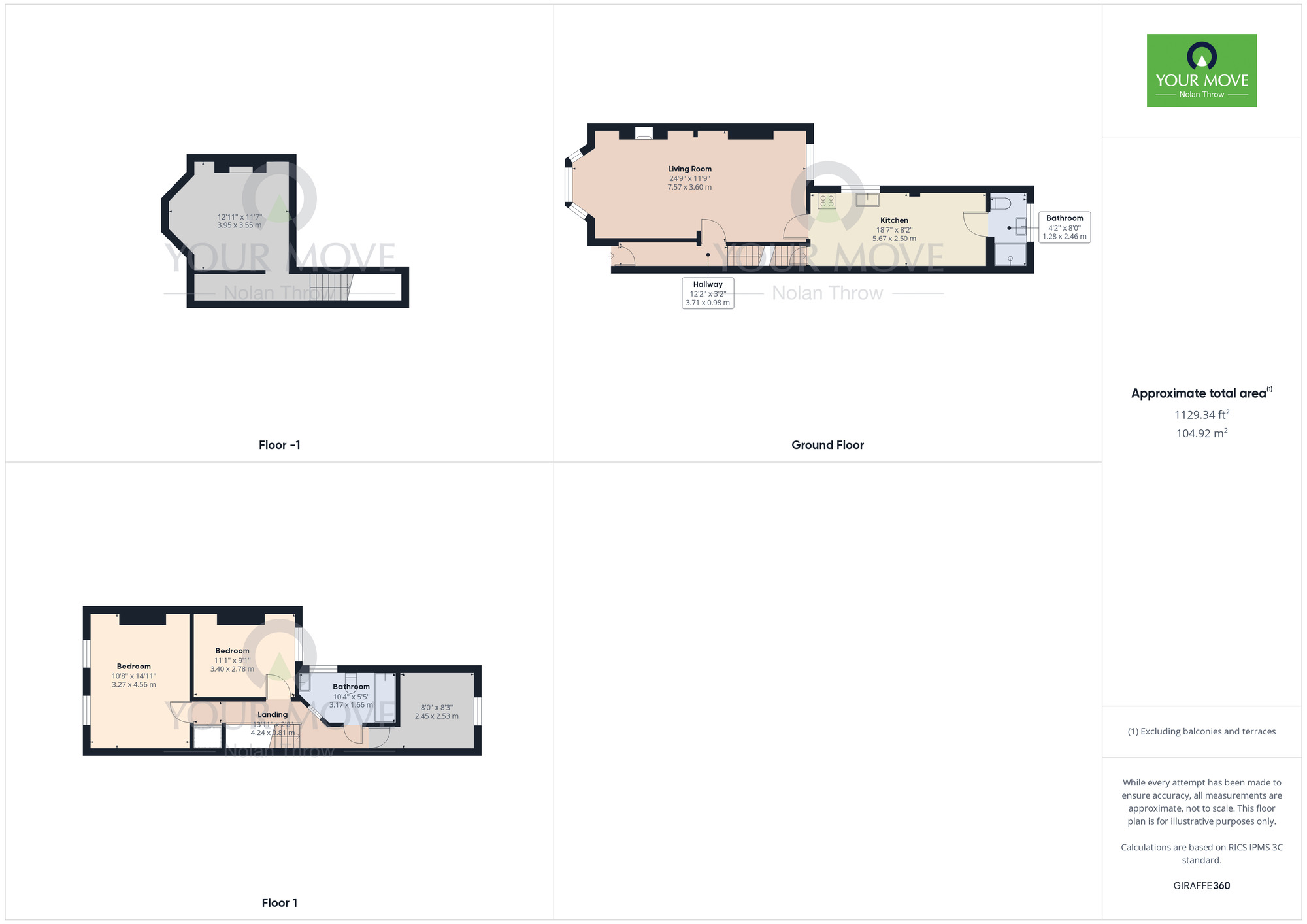 Floorplan of 3 bedroom Mid Terrace House for sale, Edinburgh Road, Queens Park,, Northamptonshire, NN2