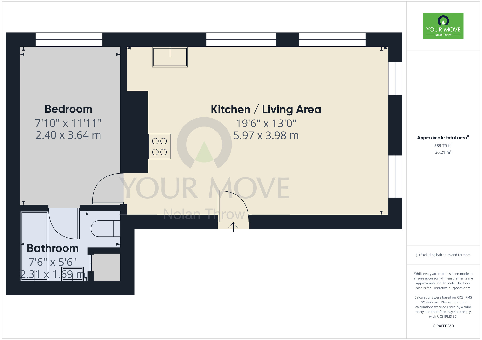 Floorplan of 1 bedroom  Flat for sale, Grosvenor Gardens, Kingsthorpe, Northampton, Northamptonshire, NN2