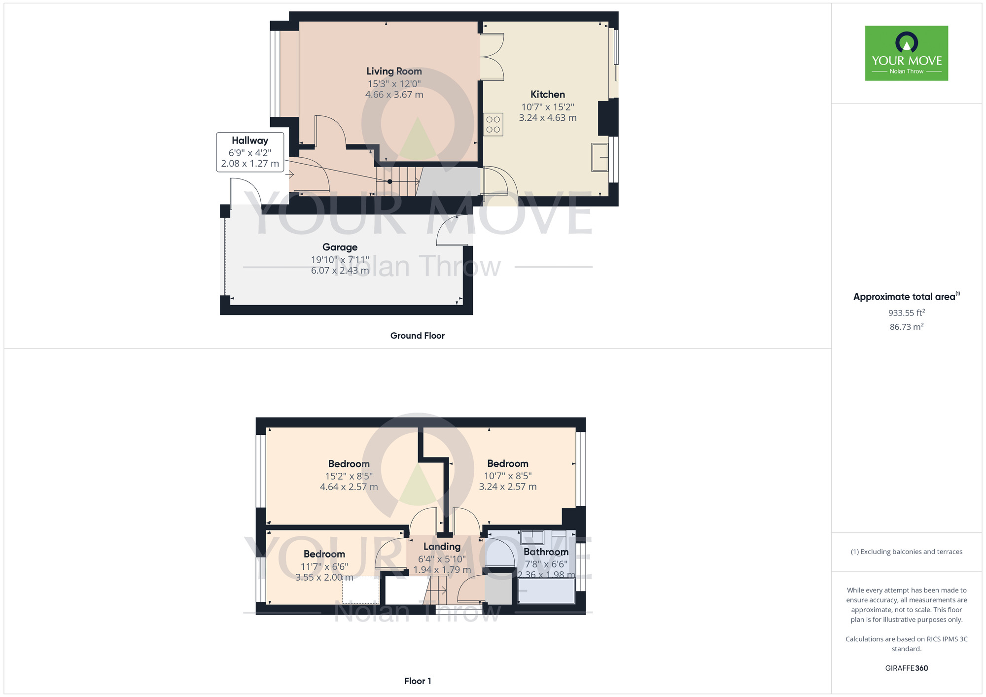 Floorplan of 3 bedroom Semi Detached House for sale, Obelisk Rise, Kingsthorpe, Northampton, Northamptonshire, NN2