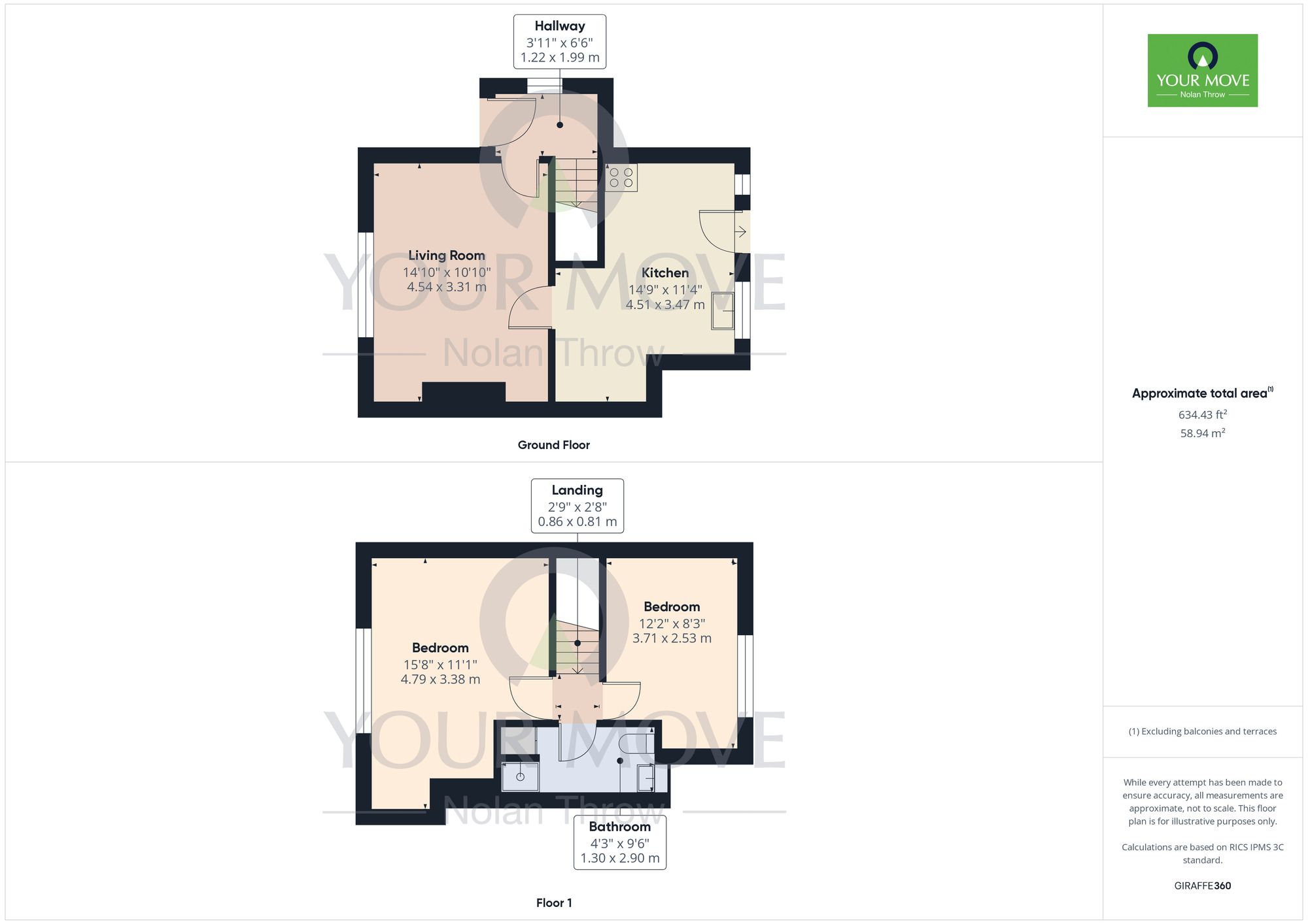 Floorplan of 2 bedroom End Terrace House to rent, Queensland Gardens, Northampton, Northamptonshire, NN2