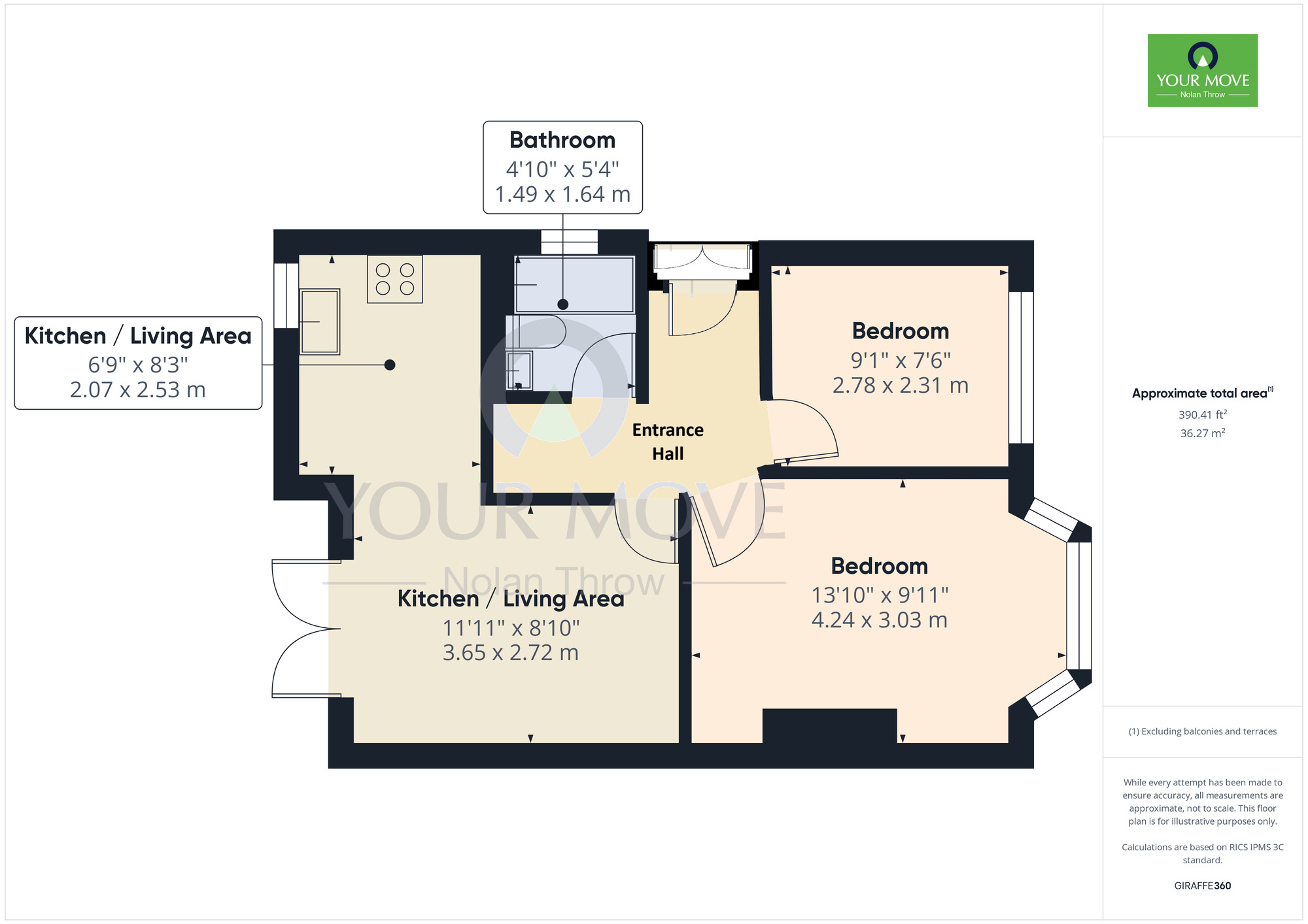 Floorplan of 2 bedroom Semi Detached Bungalow for sale, Nursery Lane, Northampton, Northamptonshire, NN2