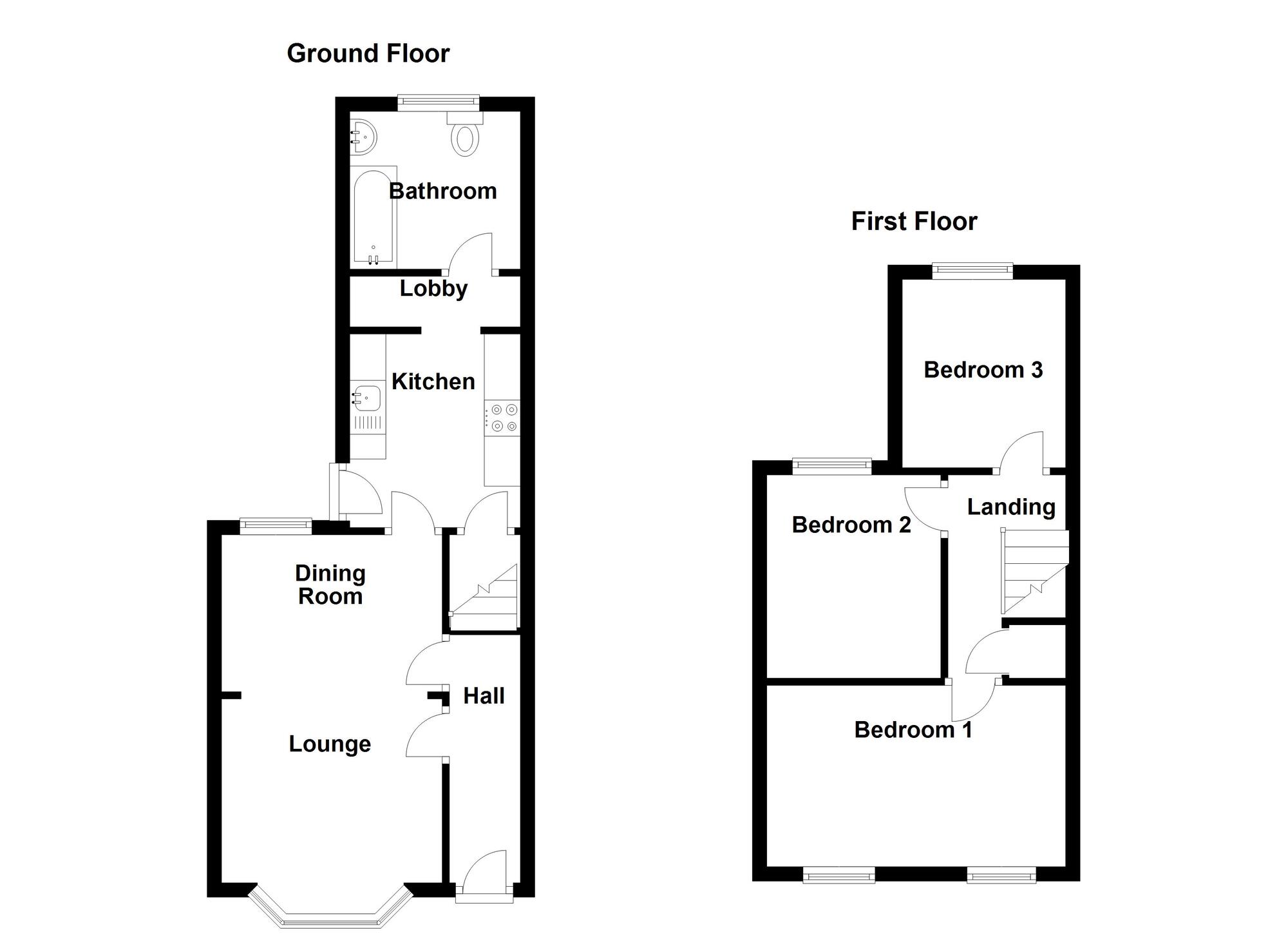 Floorplan of 3 bedroom Mid Terrace House to rent, New Queen Street, Kingswood, Bristol, BS15