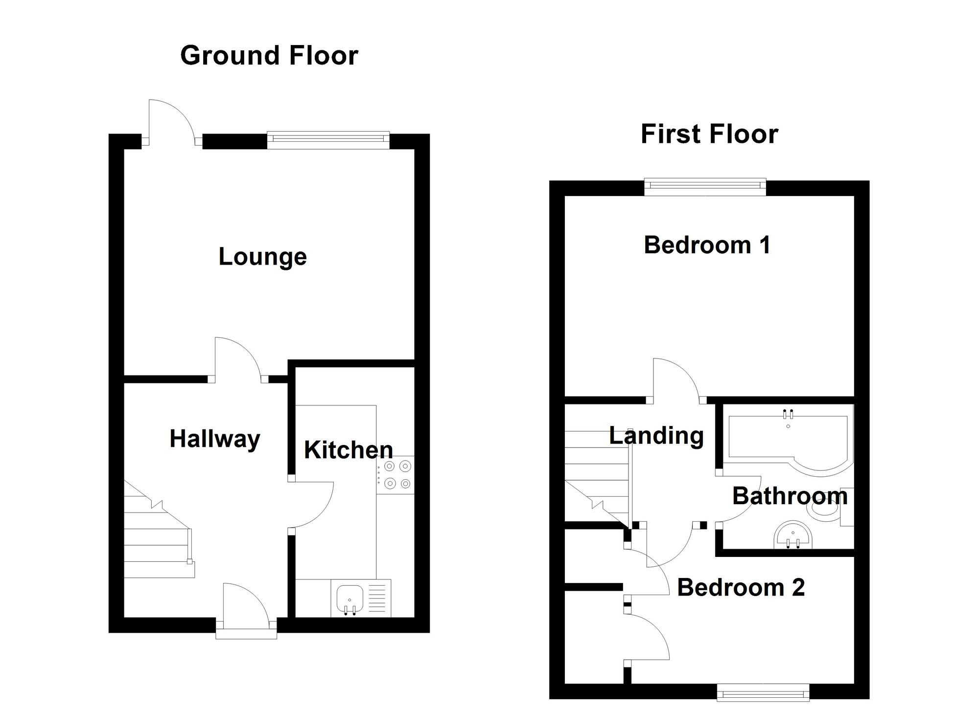 Floorplan of 2 bedroom Mid Terrace House to rent, Ludlow Close, Willsbridge, Gloucestershire, BS30