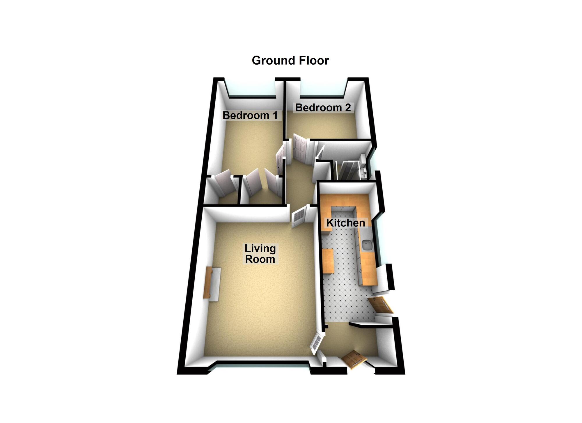 Floorplan of 2 bedroom End Terrace Bungalow for sale, Cherry Tree Close, Keynsham, Bristol, BS31