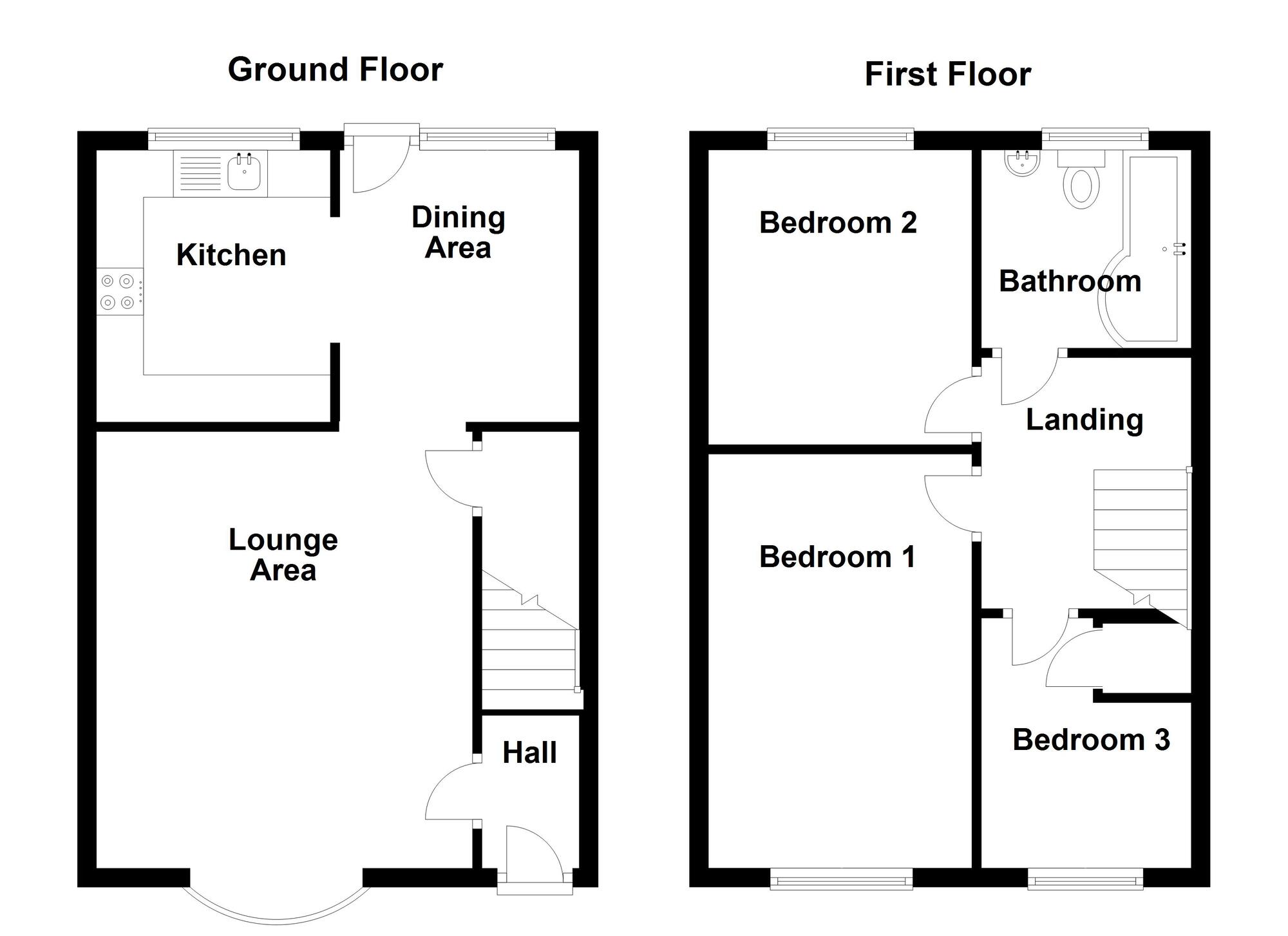 Floorplan of 3 bedroom Mid Terrace House to rent, The Brambles, Keynsham, Somerset, BS31