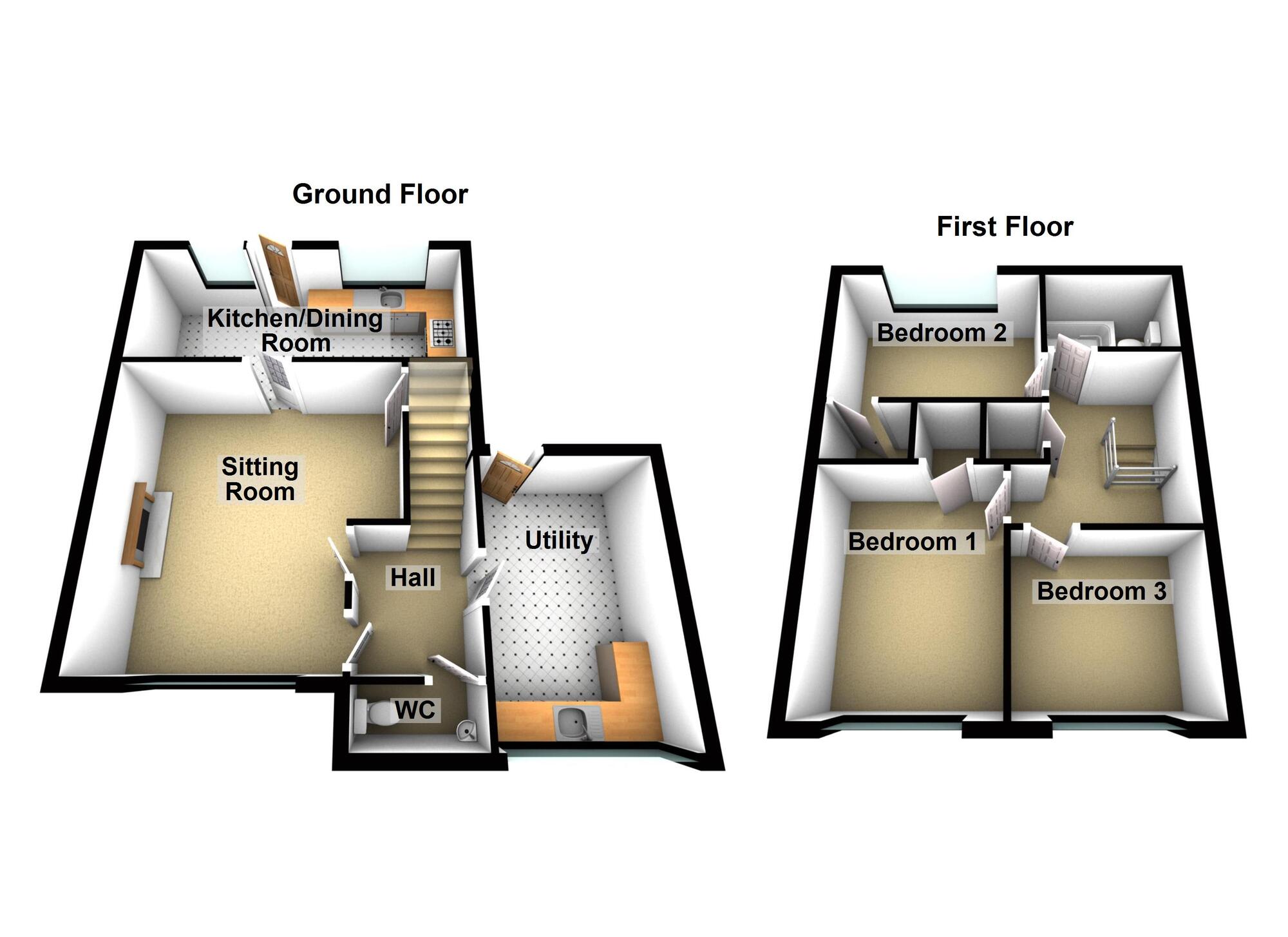 Floorplan of 3 bedroom Detached House for sale, De Verose Court, Hanham, Gloucestershire, BS15