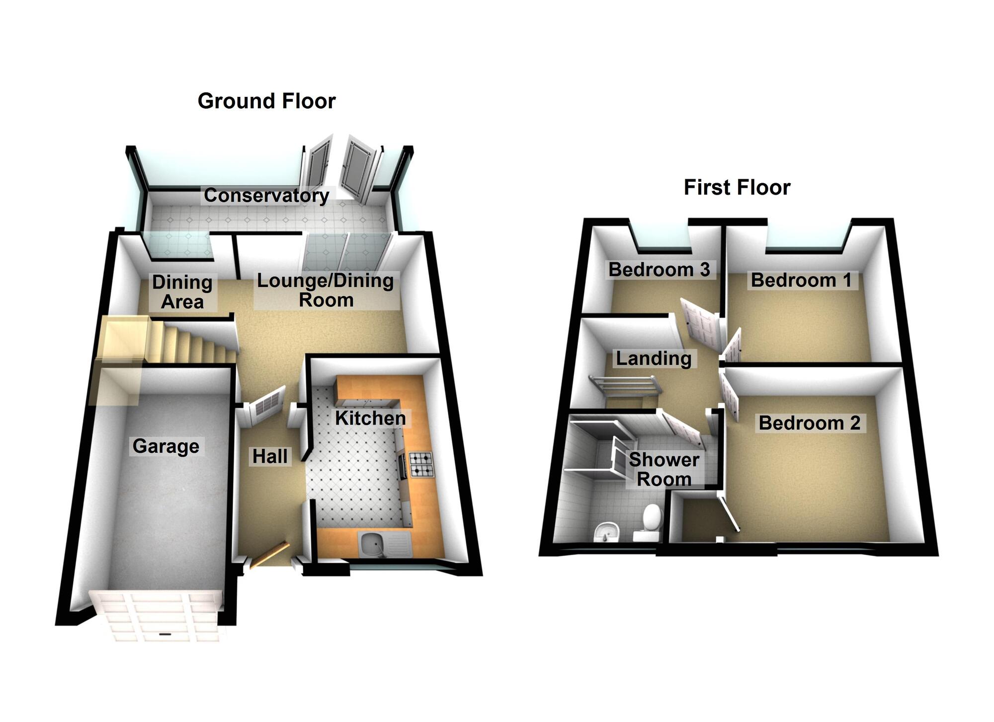 Floorplan of 3 bedroom Mid Terrace House for sale, Glanville Gardens, Bristol, Gloucestershire, BS15