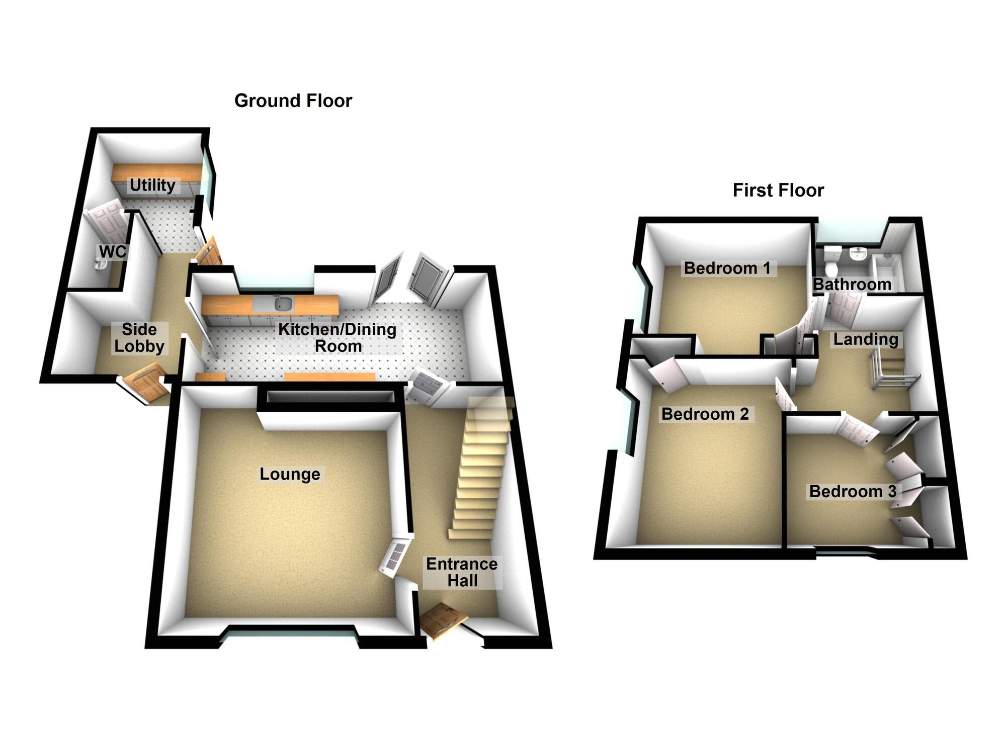 Floorplan of 3 bedroom End Terrace House for sale, Norman Road, Saltford, Somerset, BS31