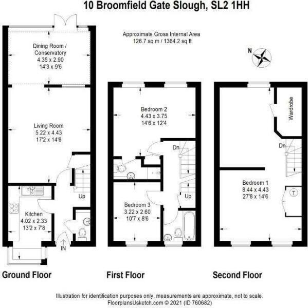 Floorplan of 3 bedroom Mid Terrace House to rent, Broomfield Gate, Slough, Berkshire, SL2