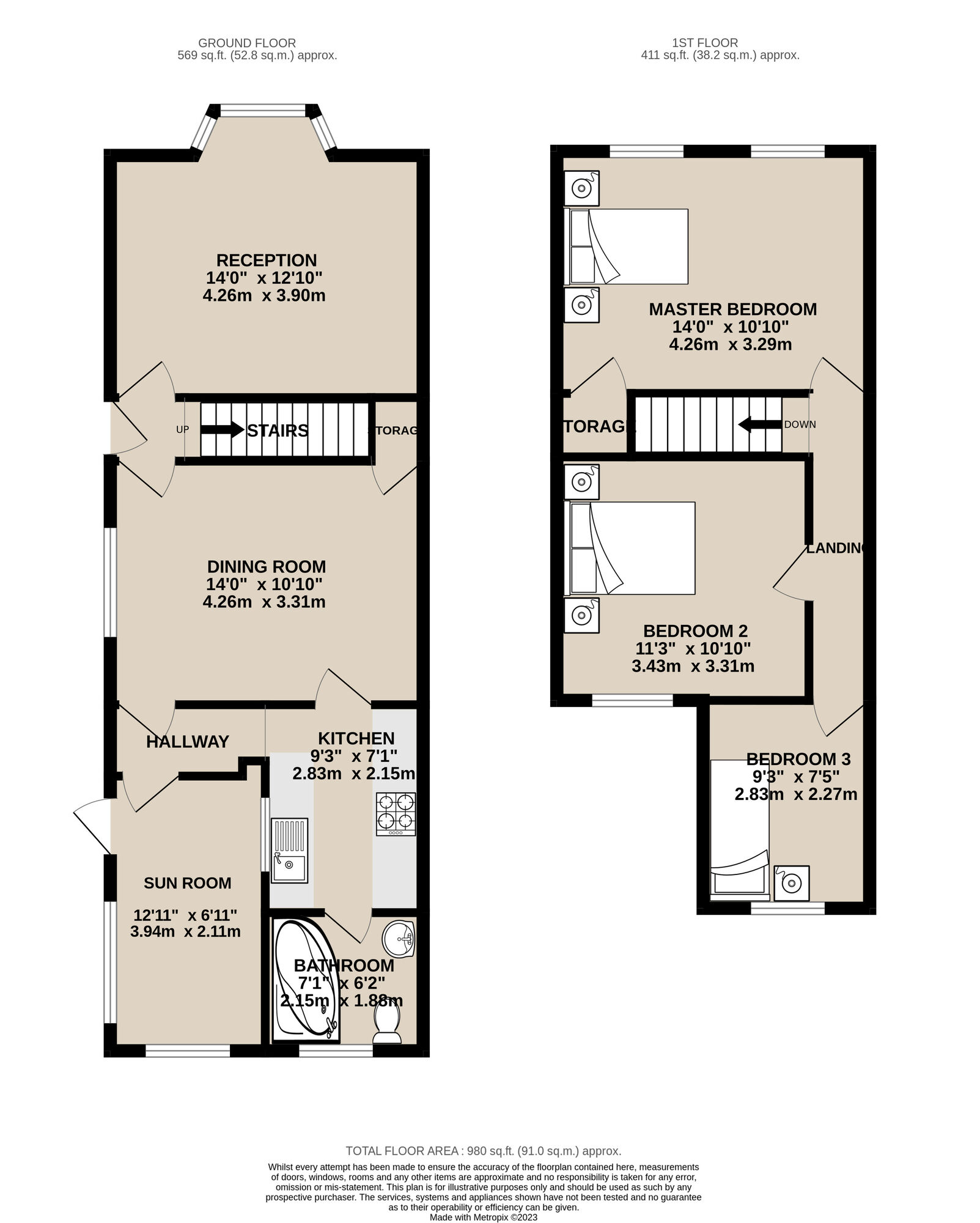 Floorplan of 3 bedroom Semi Detached House for sale, Hillside, Slough, Berkshire, SL1