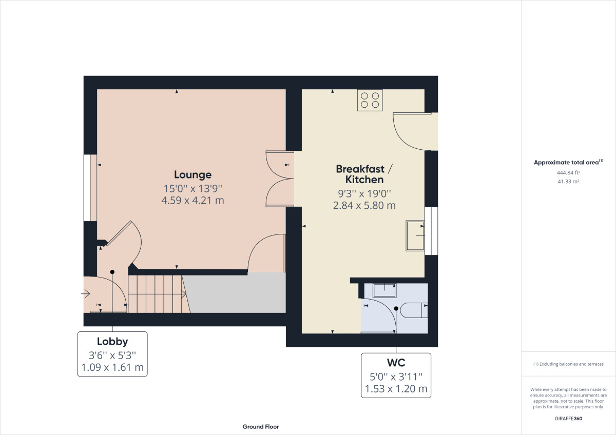 Floorplan of 3 bedroom Mid Terrace House to rent, Villa Place, Gateshead, Tyne And Wear, NE8