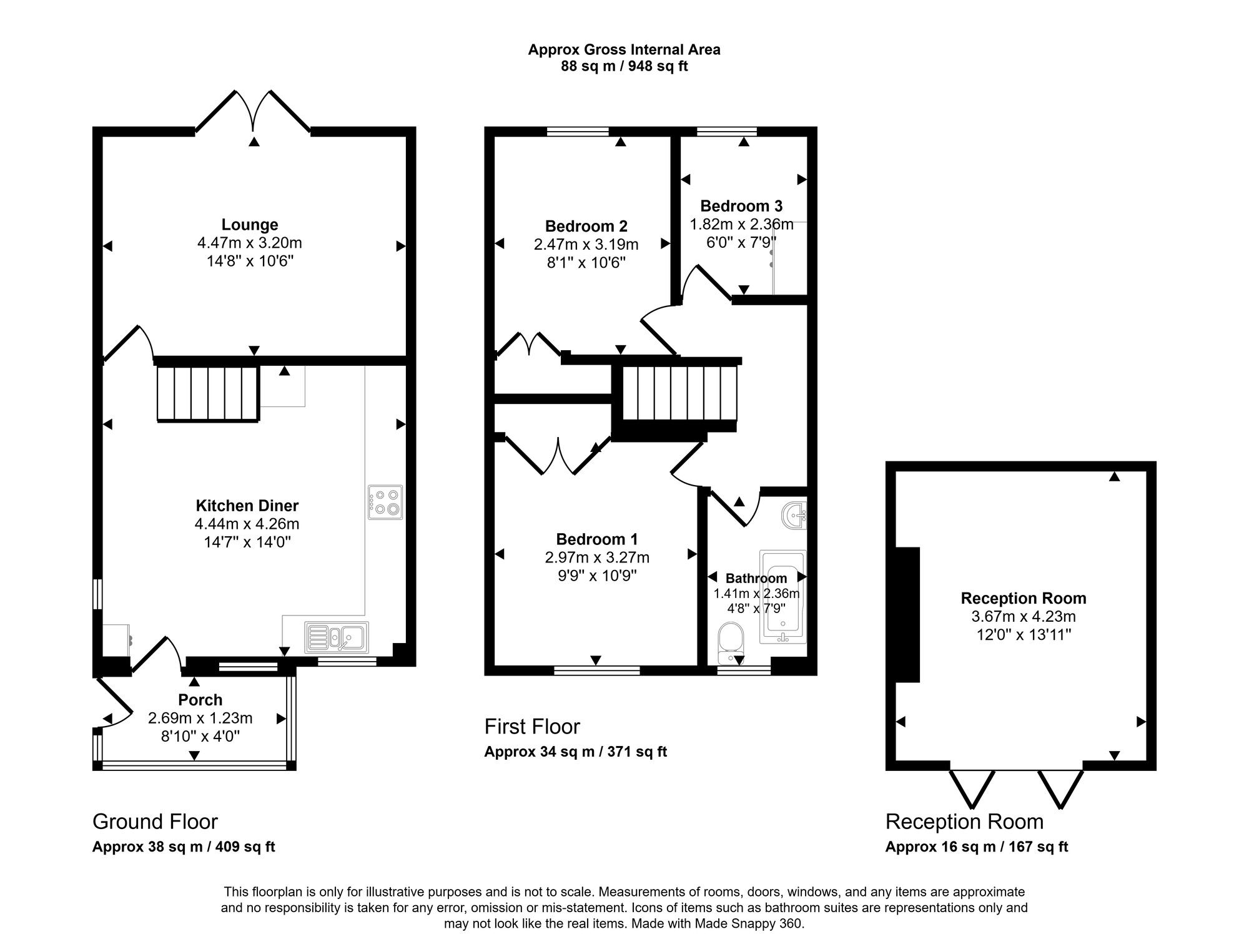 Floorplan of 3 bedroom Semi Detached House for sale, Broadside, Wardley, Gateshead, NE10