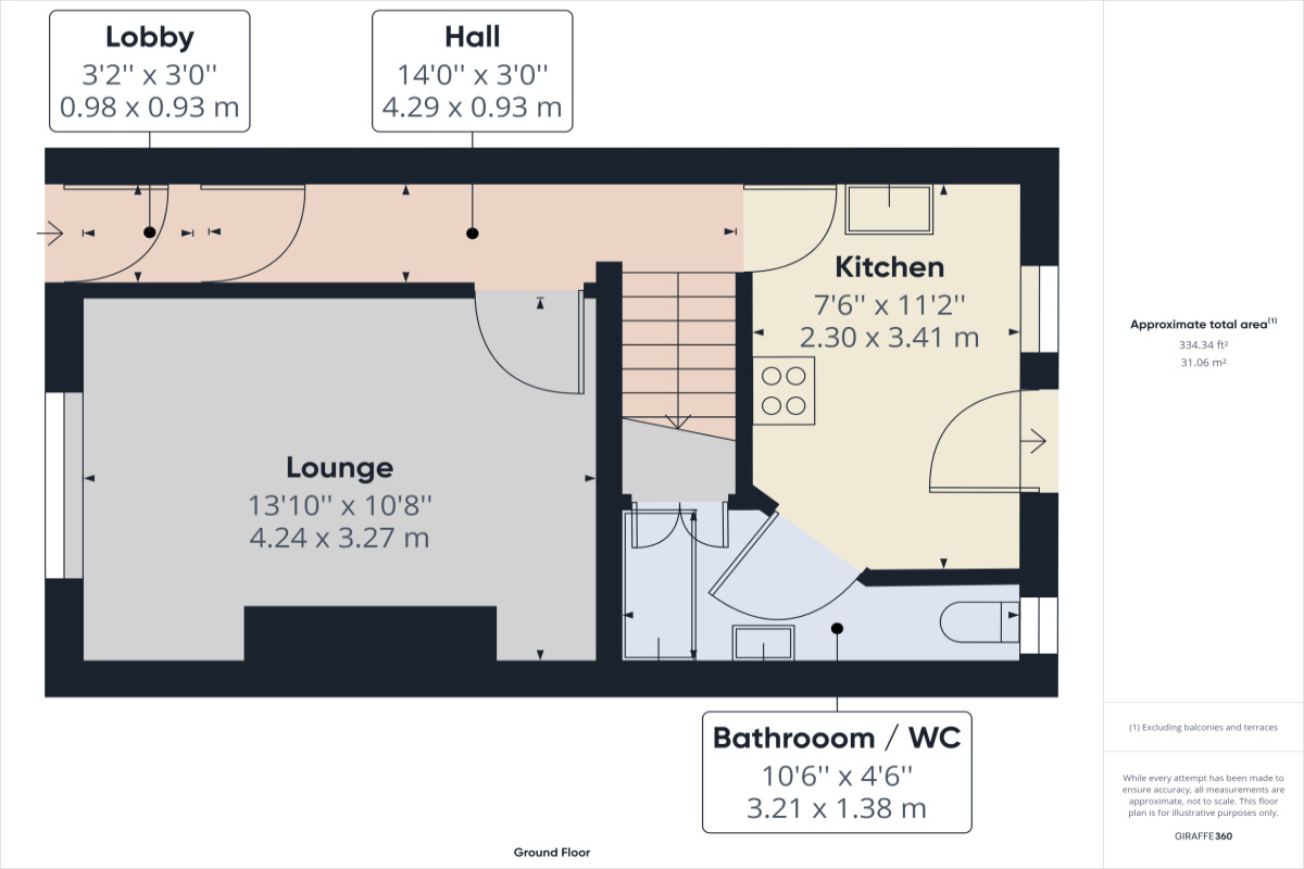 Floorplan of 2 bedroom Mid Terrace House to rent, Nursery Lane, Felling, Tyne And Wear, NE10