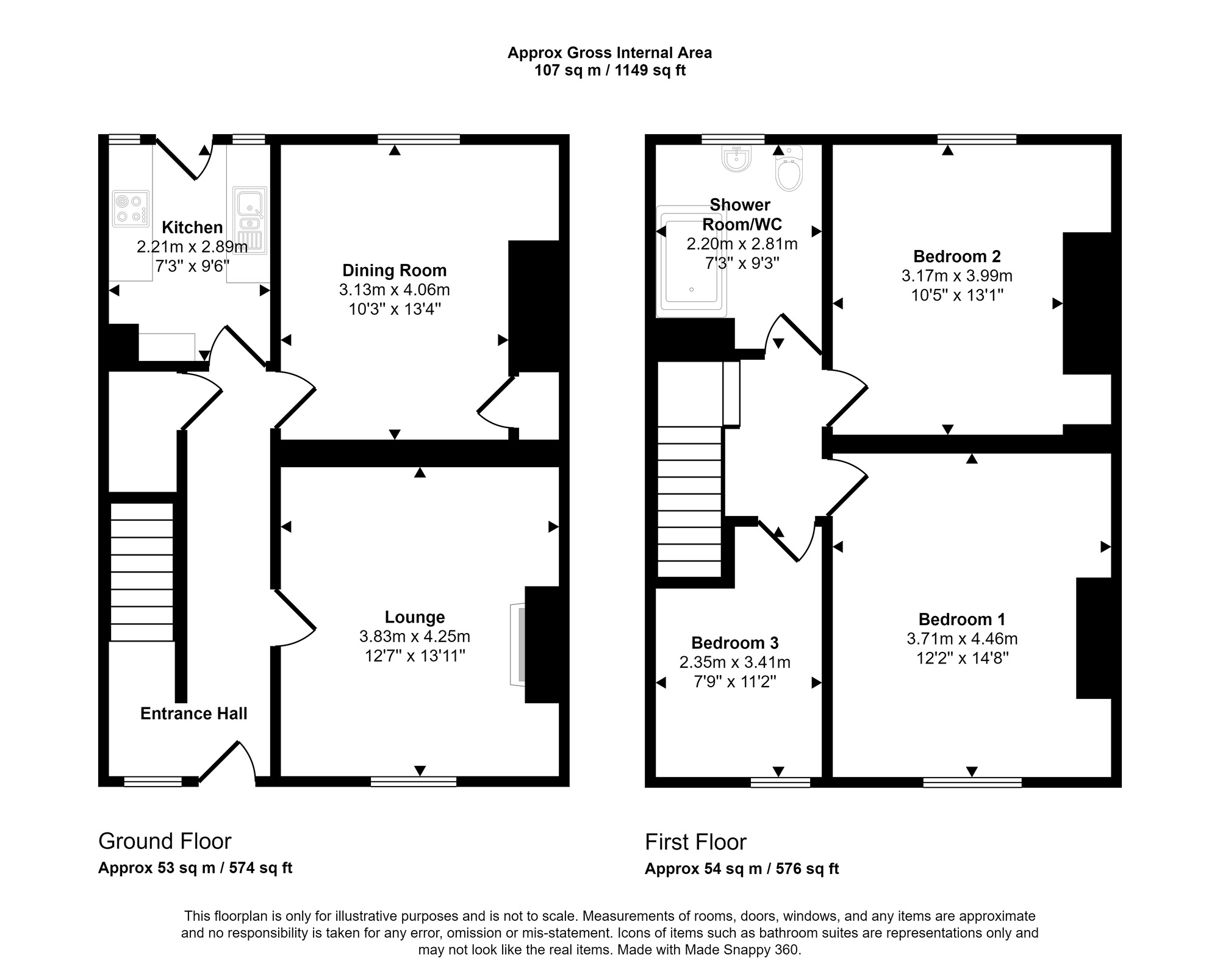 Floorplan of 3 bedroom Mid Terrace House for sale, Springwell Terrace, Wrekenton, Gateshead, NE9