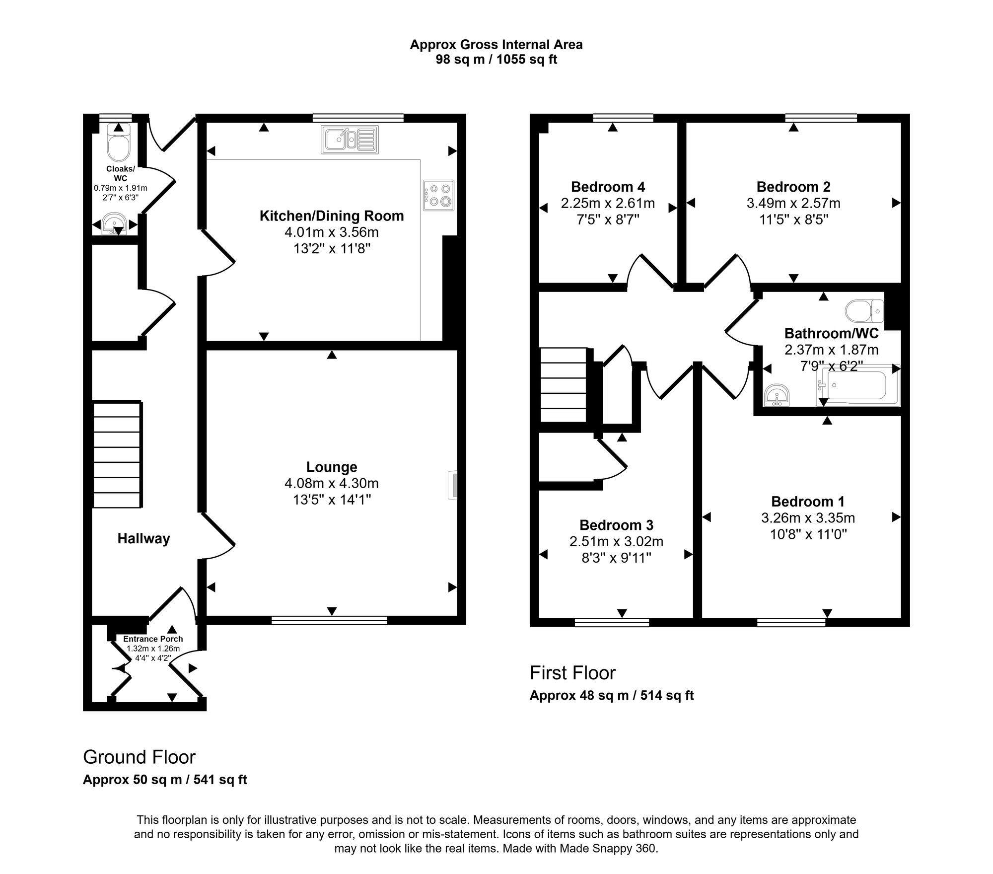 Floorplan of 4 bedroom End Terrace House for sale, Ellison Villas, Deckham, Gateshead, NE8