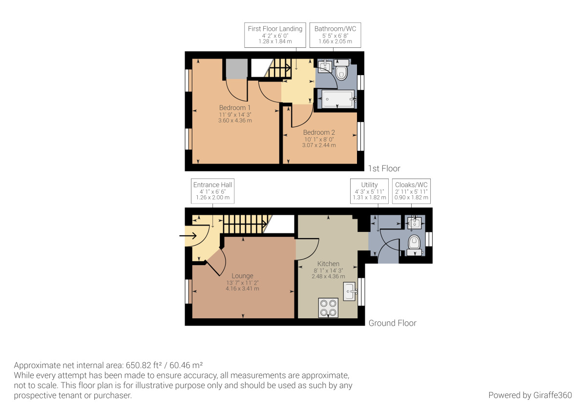 Floorplan of 2 bedroom Mid Terrace House for sale, Churchill Road, Bishops Park Estate, Gateshead, NE8