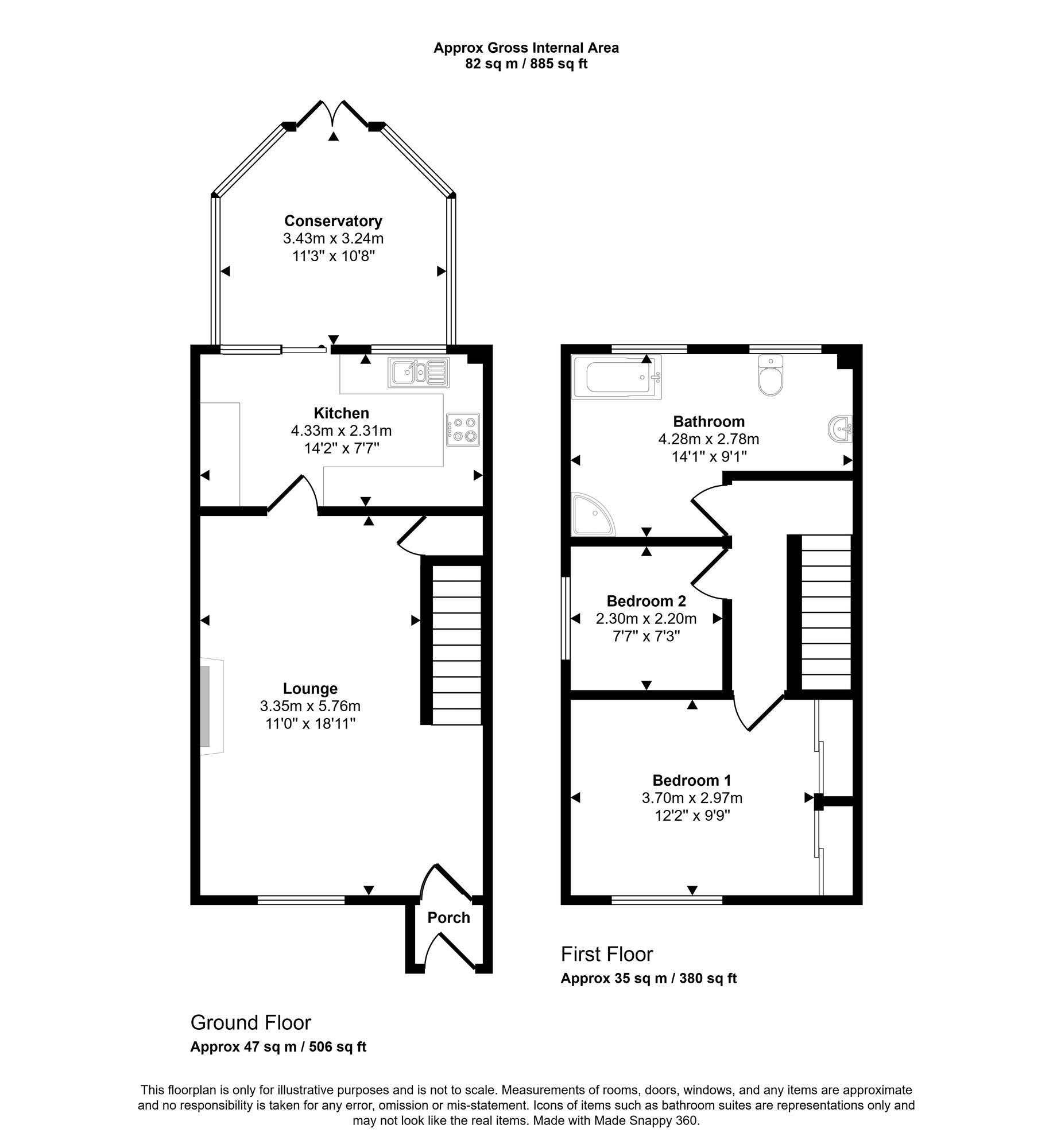 Floorplan of 2 bedroom Semi Detached House for sale, The Mews, Wardley, Gateshead, NE10