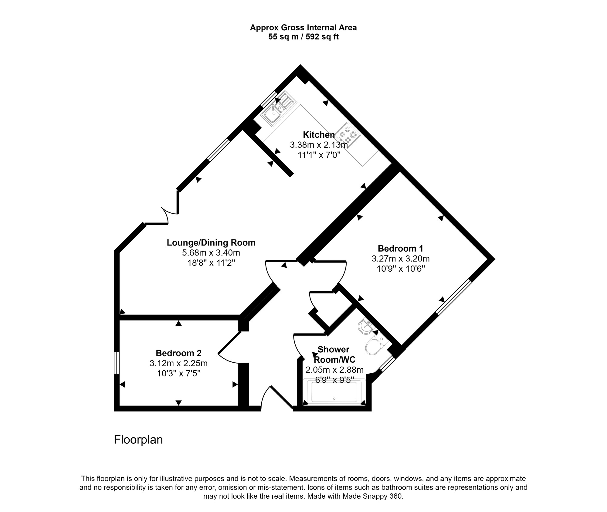 Floorplan of 2 bedroom  Flat for sale, Ovett Gardens, St James Village, Gateshead, NE8