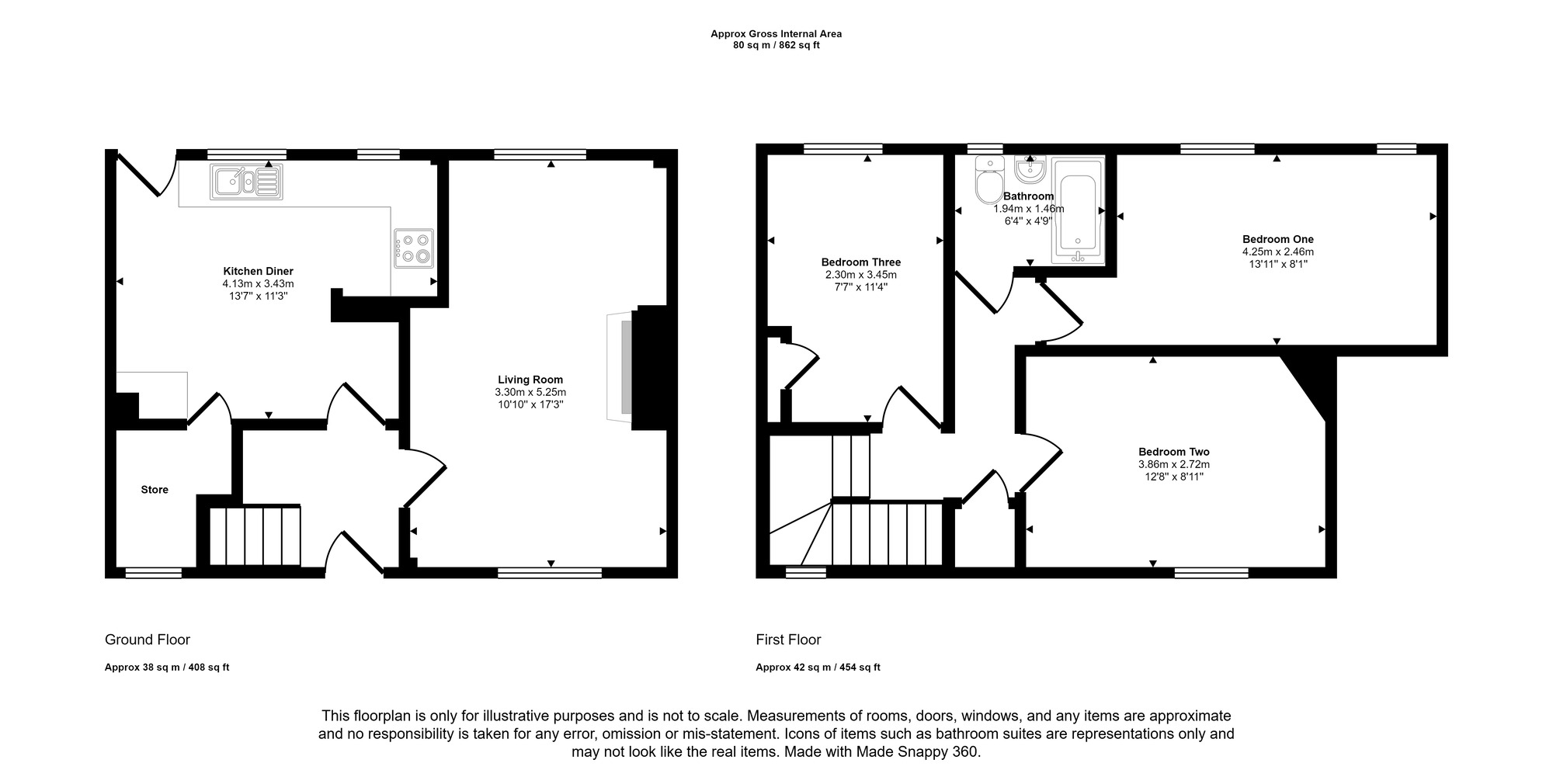 Floorplan of 3 bedroom Mid Terrace House for sale, Broadway, Gateshead, NE9