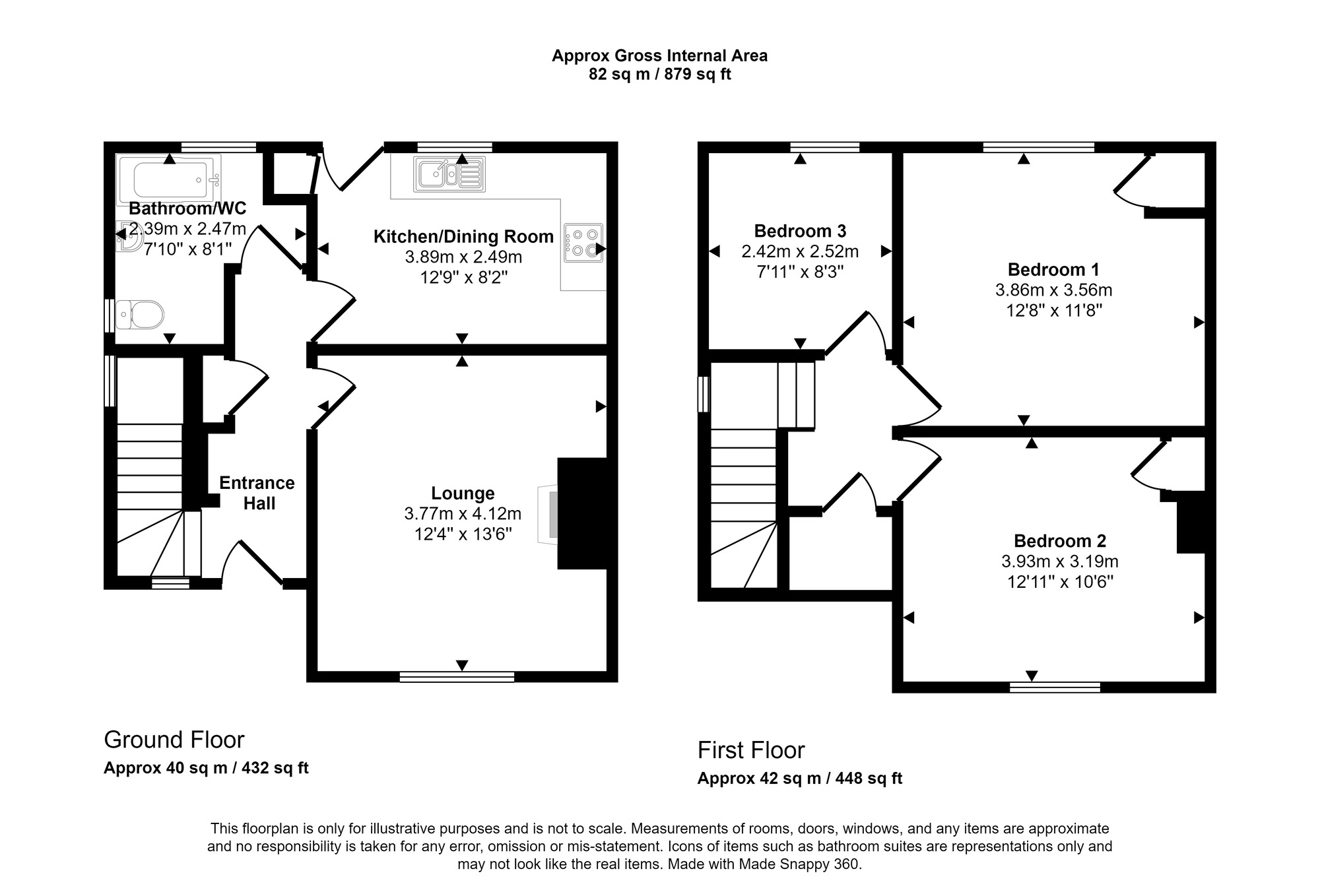 Floorplan of 3 bedroom Semi Detached House for sale, Victoria Road, Racecourse Estate, Gateshead, NE8