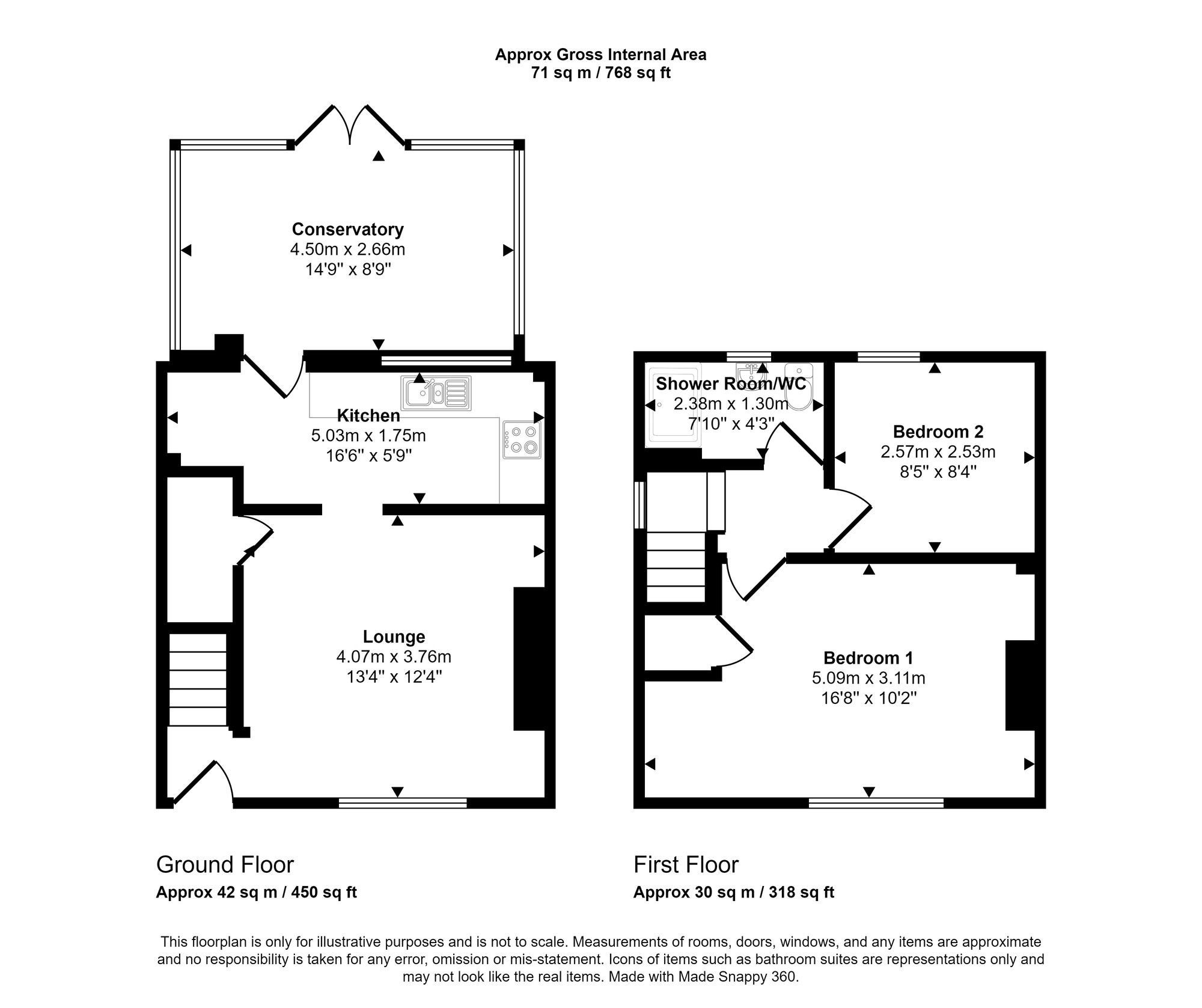 Floorplan of 2 bedroom End Terrace House for sale, Laburnum Crescent, Kibblesworth, Gateshead, NE11