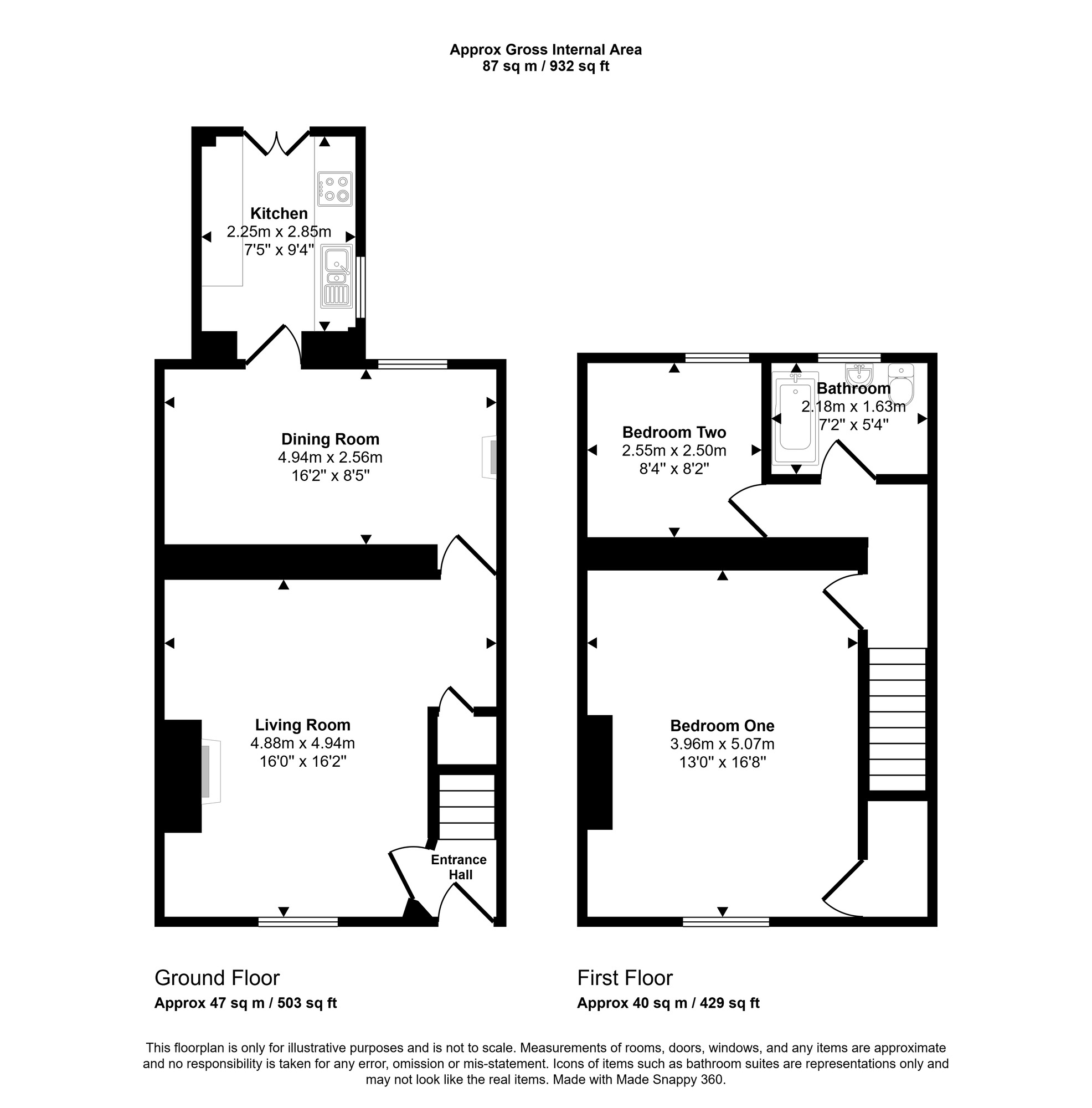 Floorplan of 2 bedroom Mid Terrace House for sale, Wrekenton Row, Gateshead, NE9