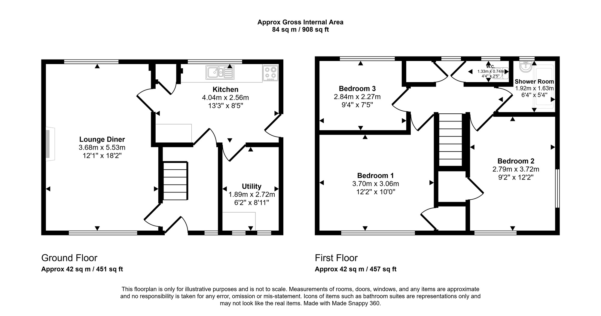 Floorplan of 3 bedroom Semi Detached House for sale, Oakwood, Leam Lane, Gateshead, NE10