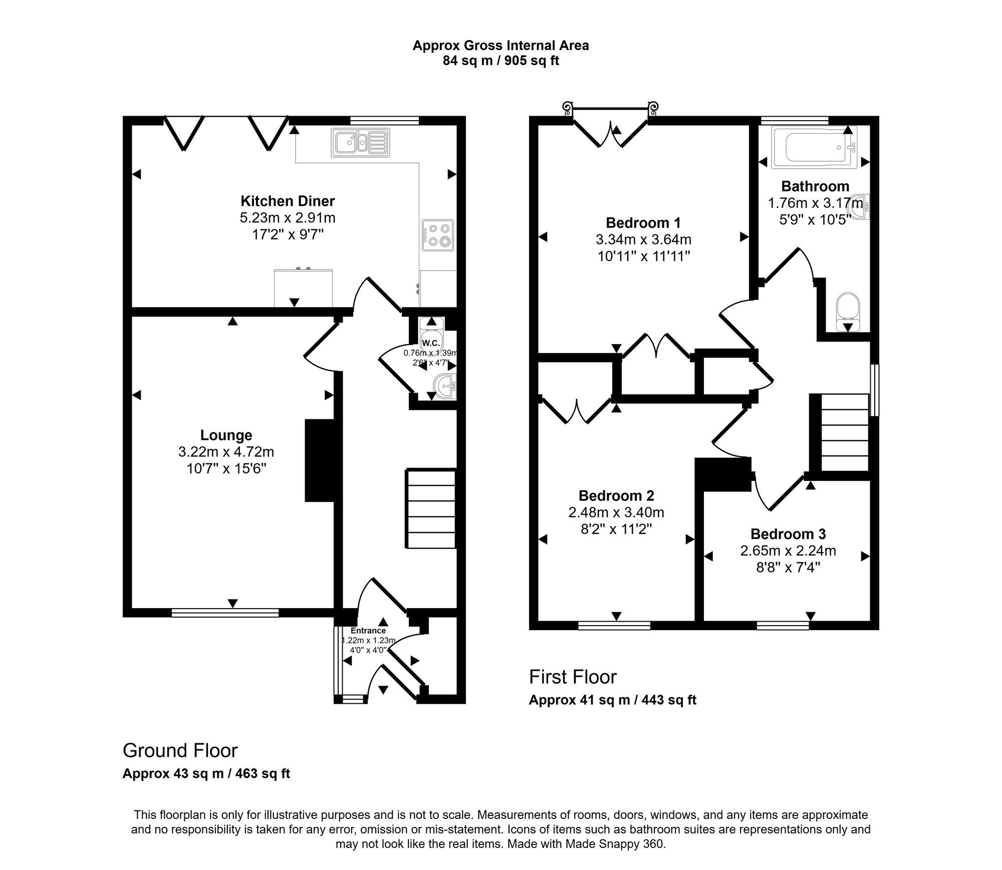 Floorplan of 3 bedroom Mid Terrace House for sale, Brearley Way, Gateshead, NE10