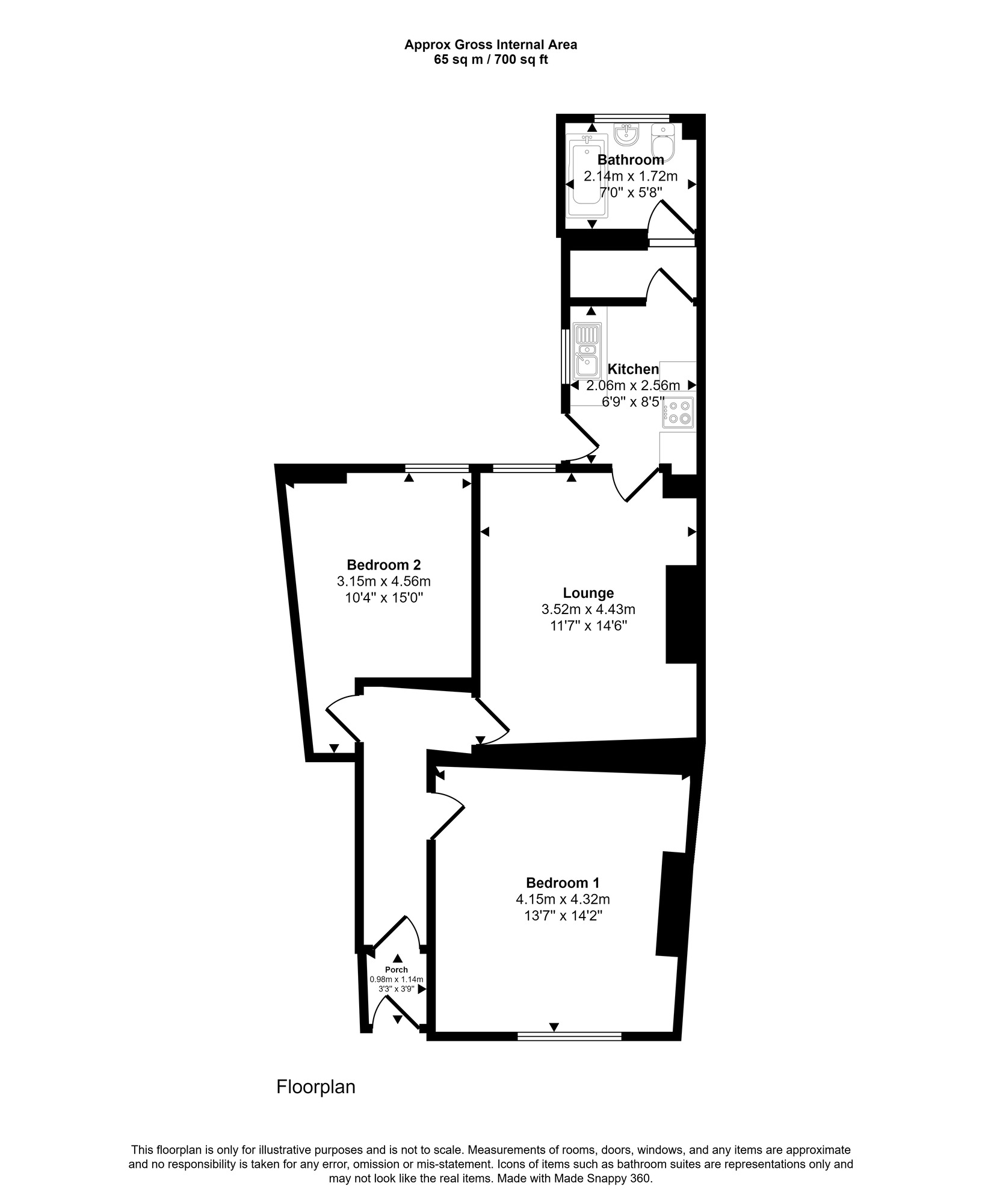 Floorplan of 2 bedroom  Flat for sale, Chandos Street, Gateshead, NE8