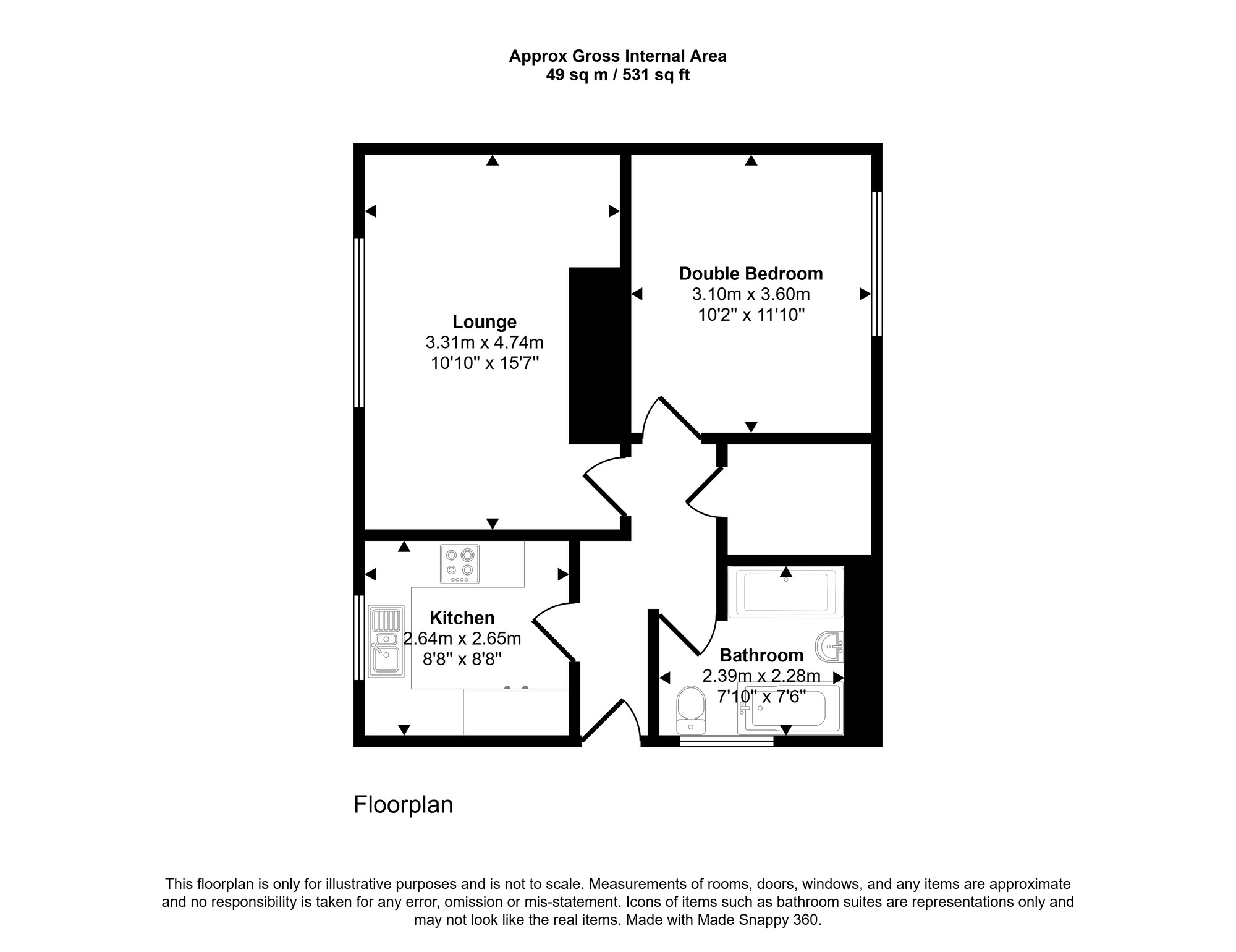 Floorplan of 1 bedroom  Flat for sale, Sheraton, Leam Lane, Gateshead, NE10