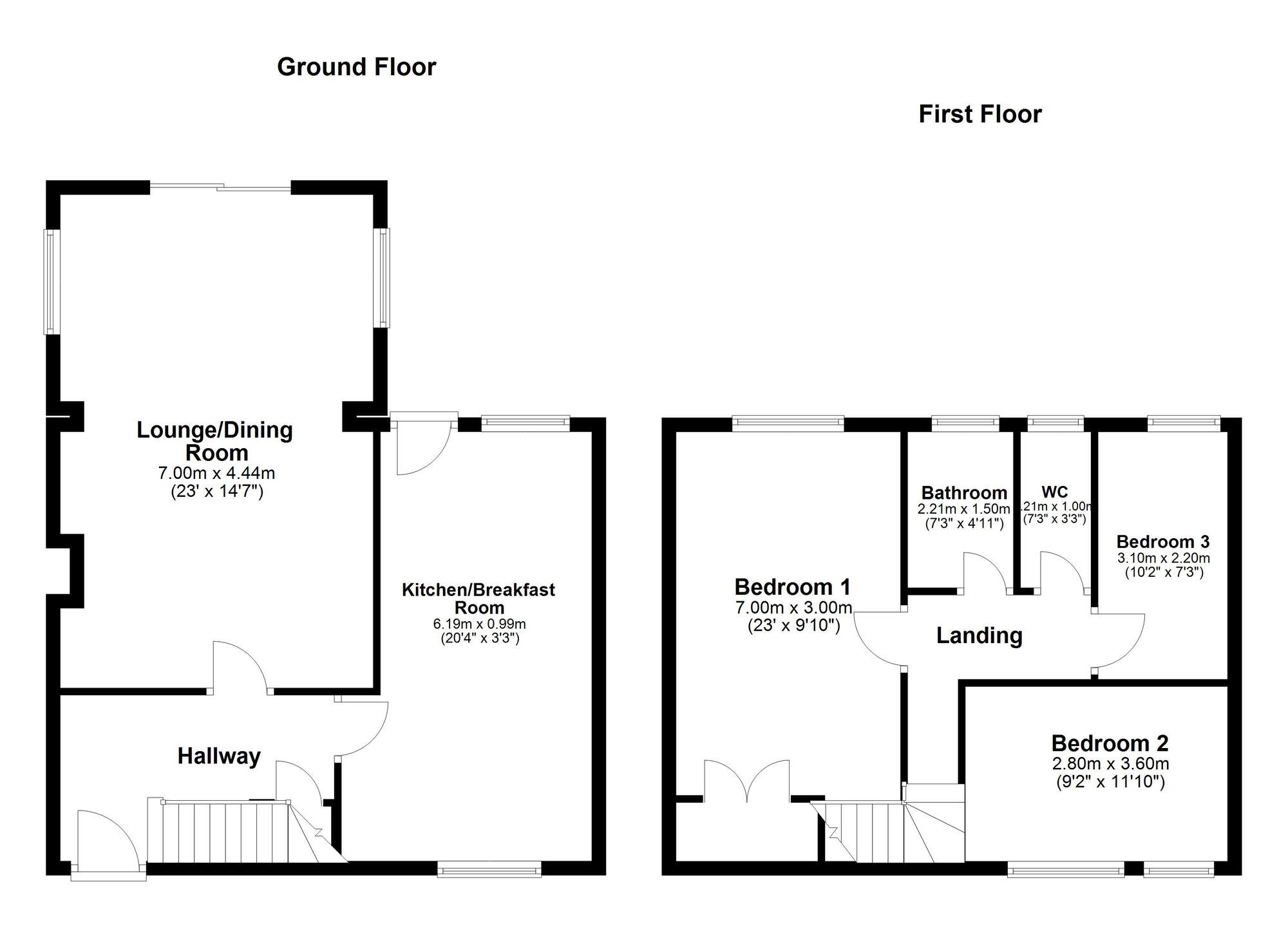 Floorplan of 3 bedroom Mid Terrace House for sale, Springwell Road, Wrekenton, Gateshead, NE9