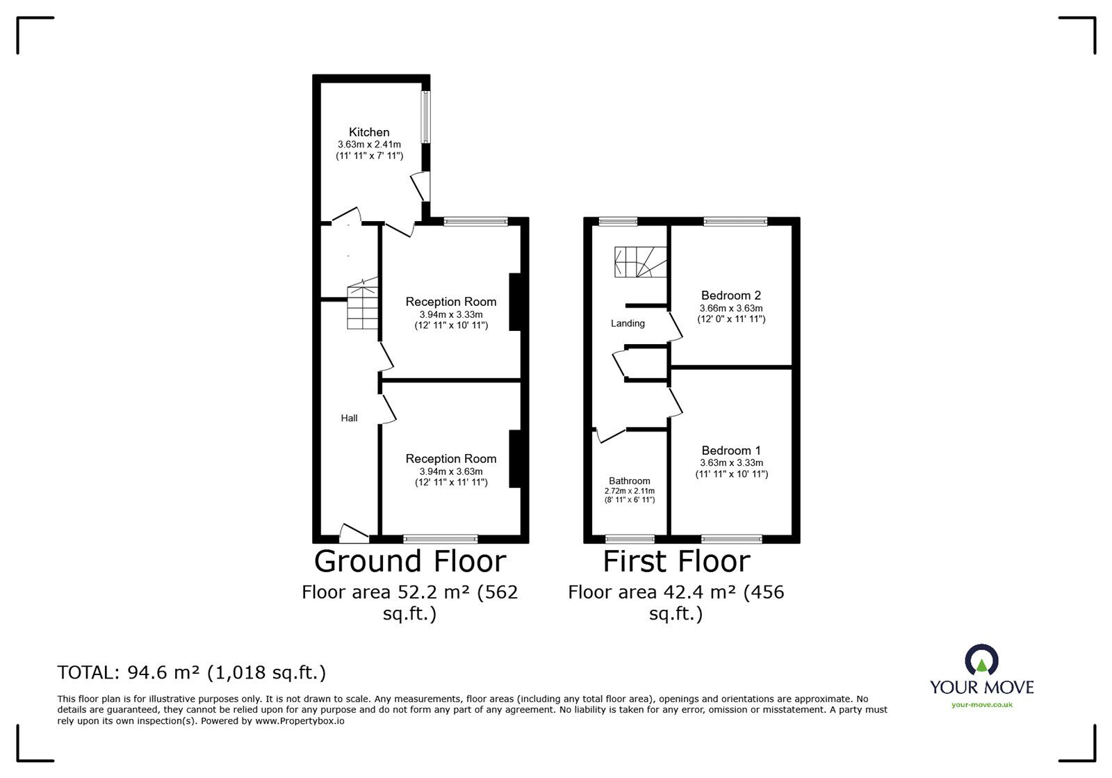 Floorplan of 2 bedroom Mid Terrace House to rent, Chatham Street, Stoke-on-Trent, Staffordshire, ST1