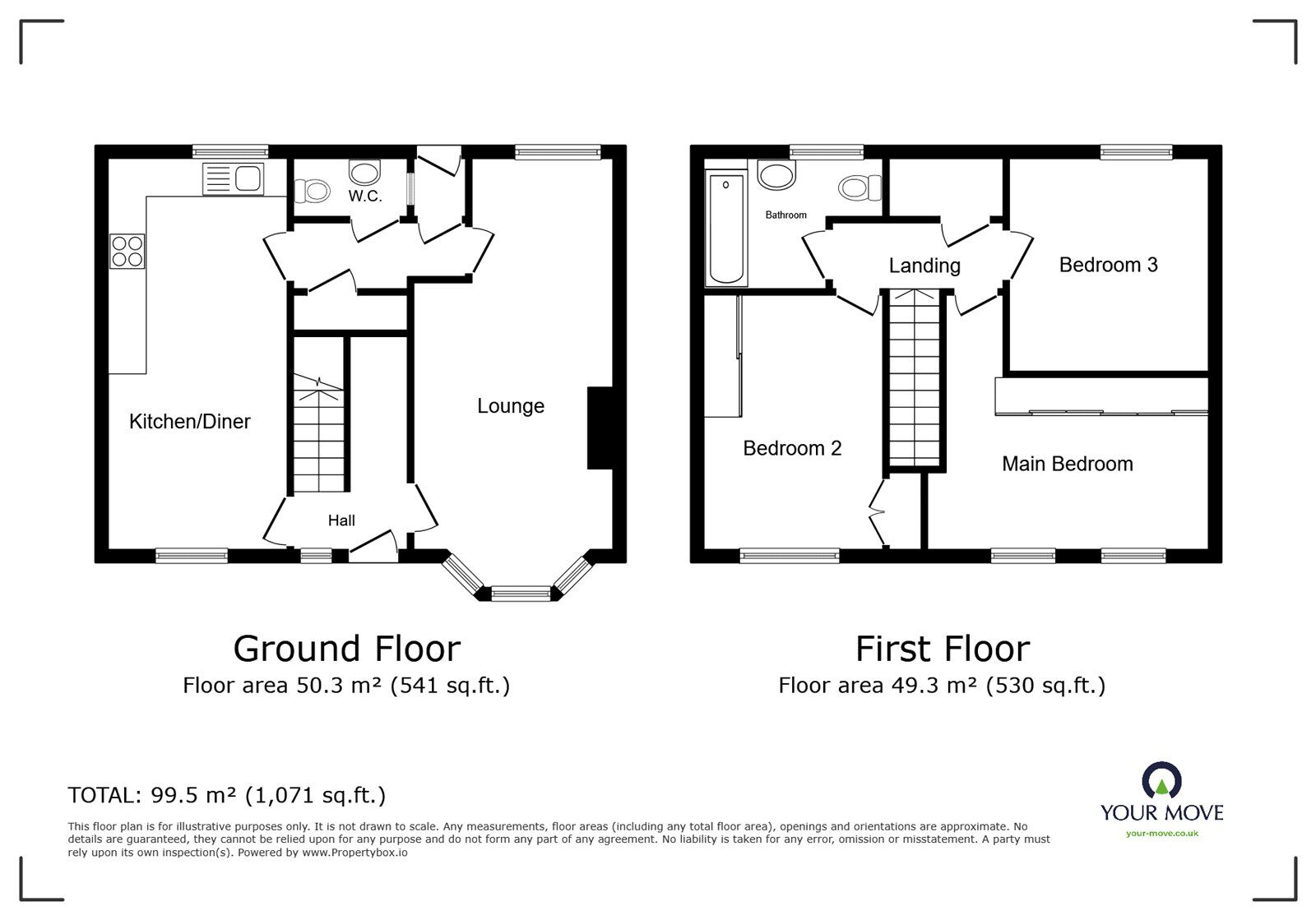 Floorplan of 3 bedroom Mid Terrace House for sale, Heanor Place, Longton, Staffordshire, ST3