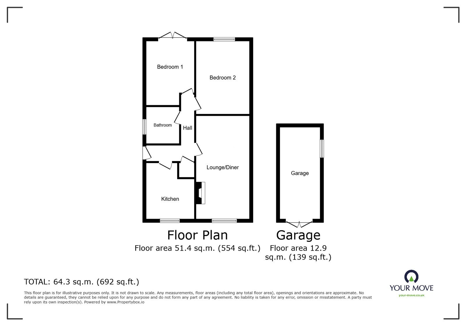 Floorplan of 2 bedroom Semi Detached Bungalow for sale, Stradbroke Drive, Stoke-on-Trent, Staffordshire, ST3